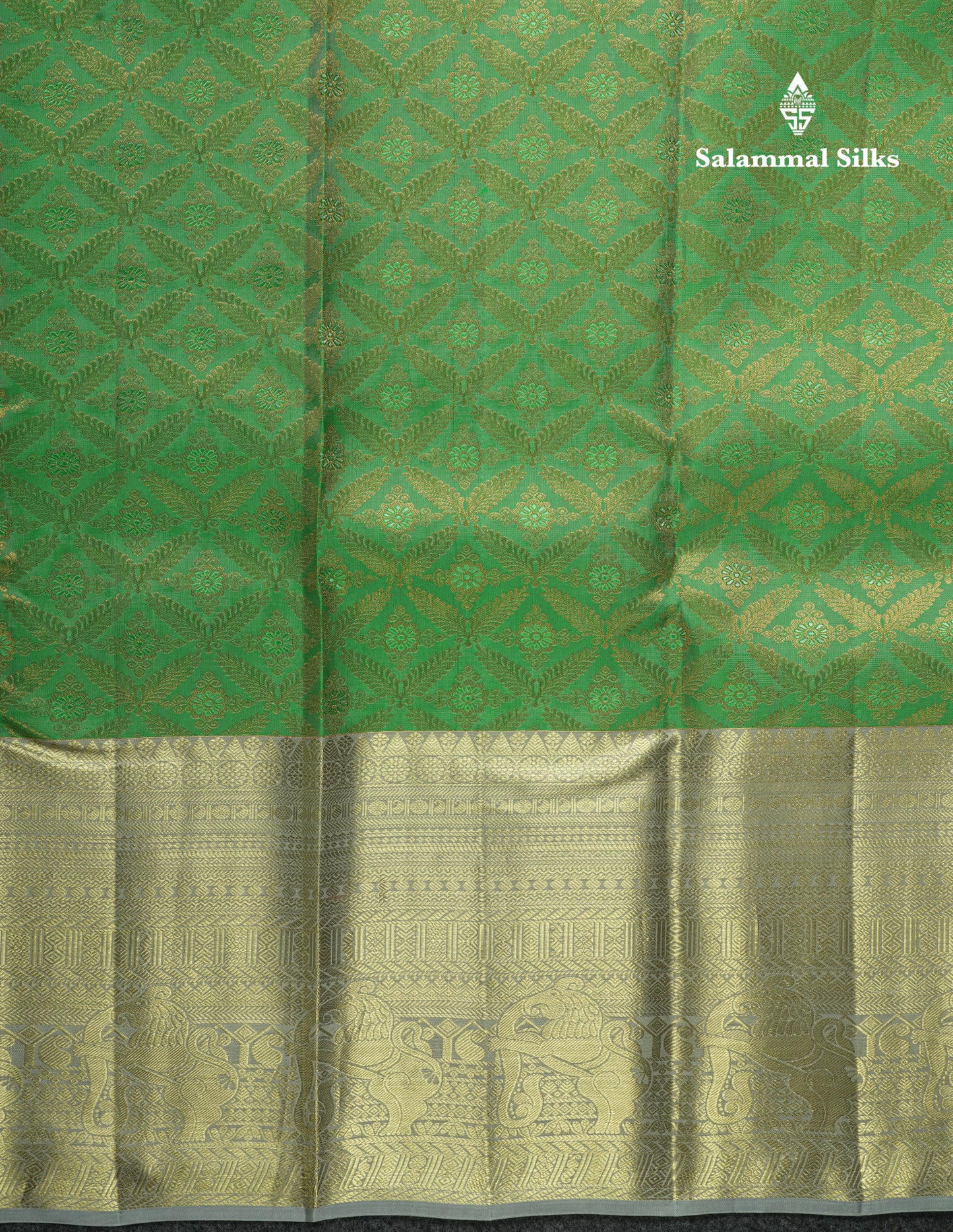 Light Green Bridal Pure Kanjivaram Silk Saree With Contrast Grey Border