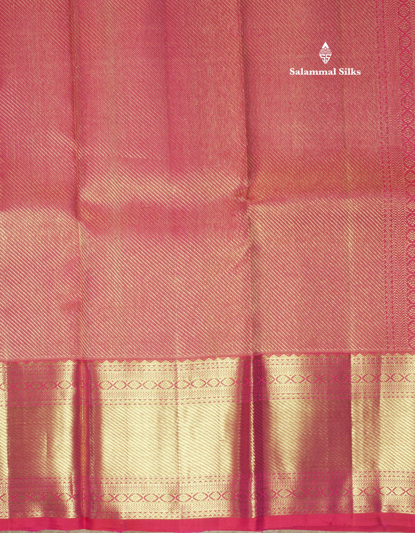 Dual tone Reddish Pink Pure Kanjivaram Silk Saree with Gold Zari Border