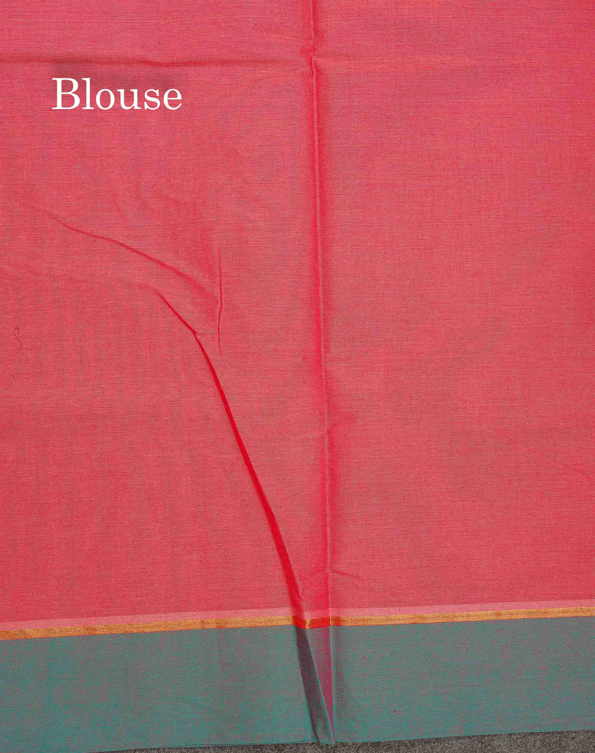 Pure Cotton Saree - Peach Colour Body Thread Butta With Contrast Sapphire Green Border