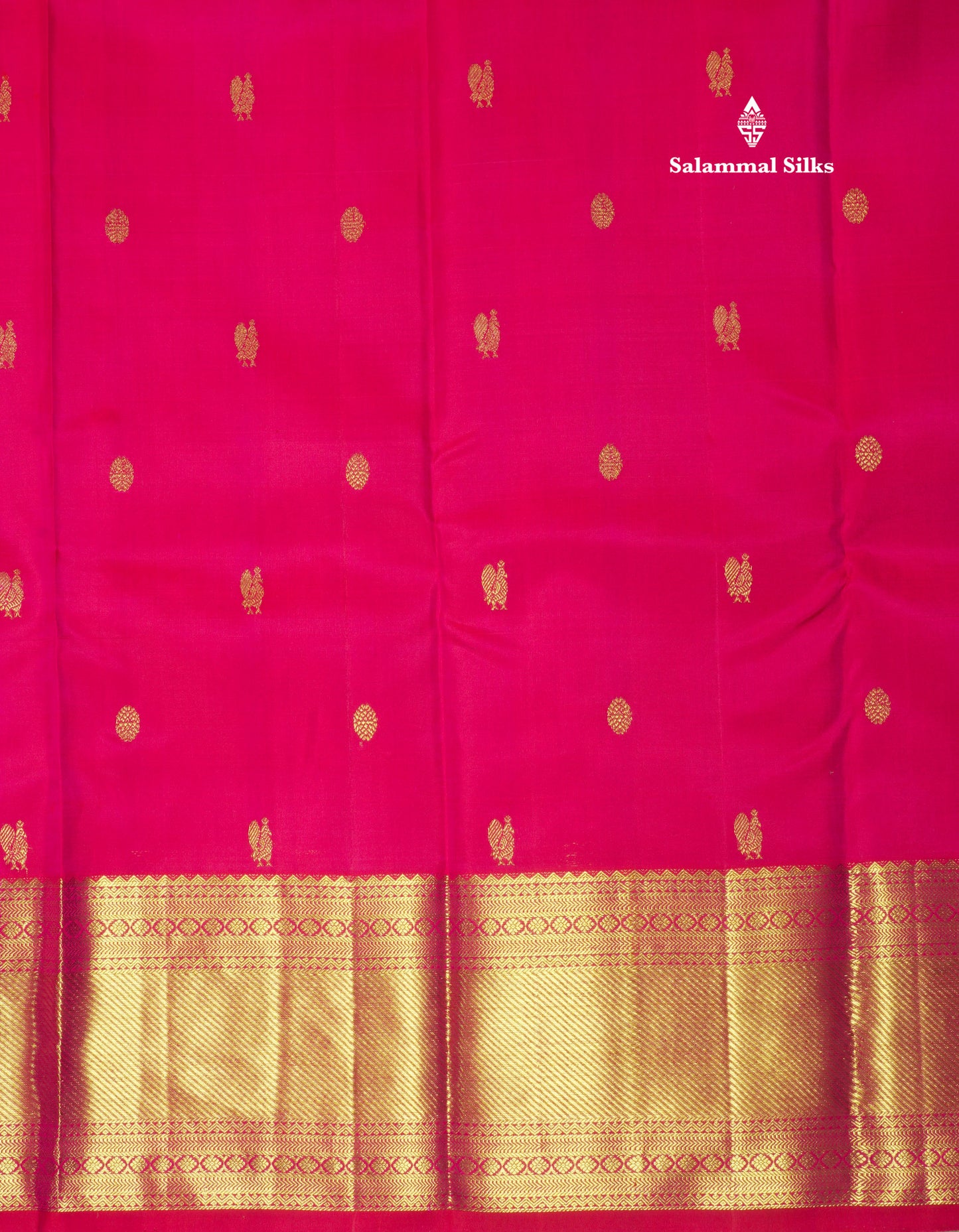 Dual tone Reddish Pink Pure Kanjivaram Silk Saree with Gold Zari Border