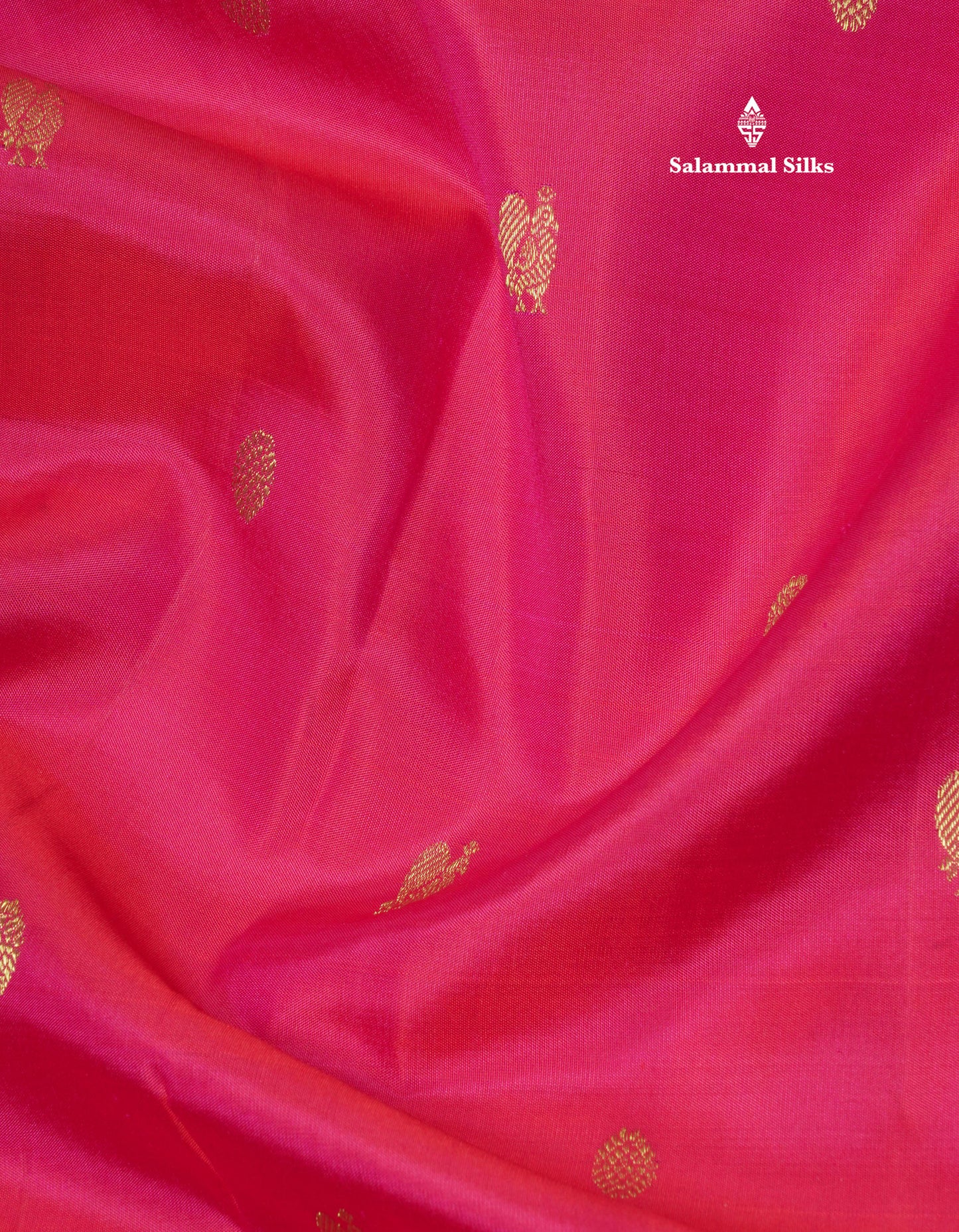 Dual tone Reddish Pink Pure Kanjivaram Silk Saree with Gold Zari Border