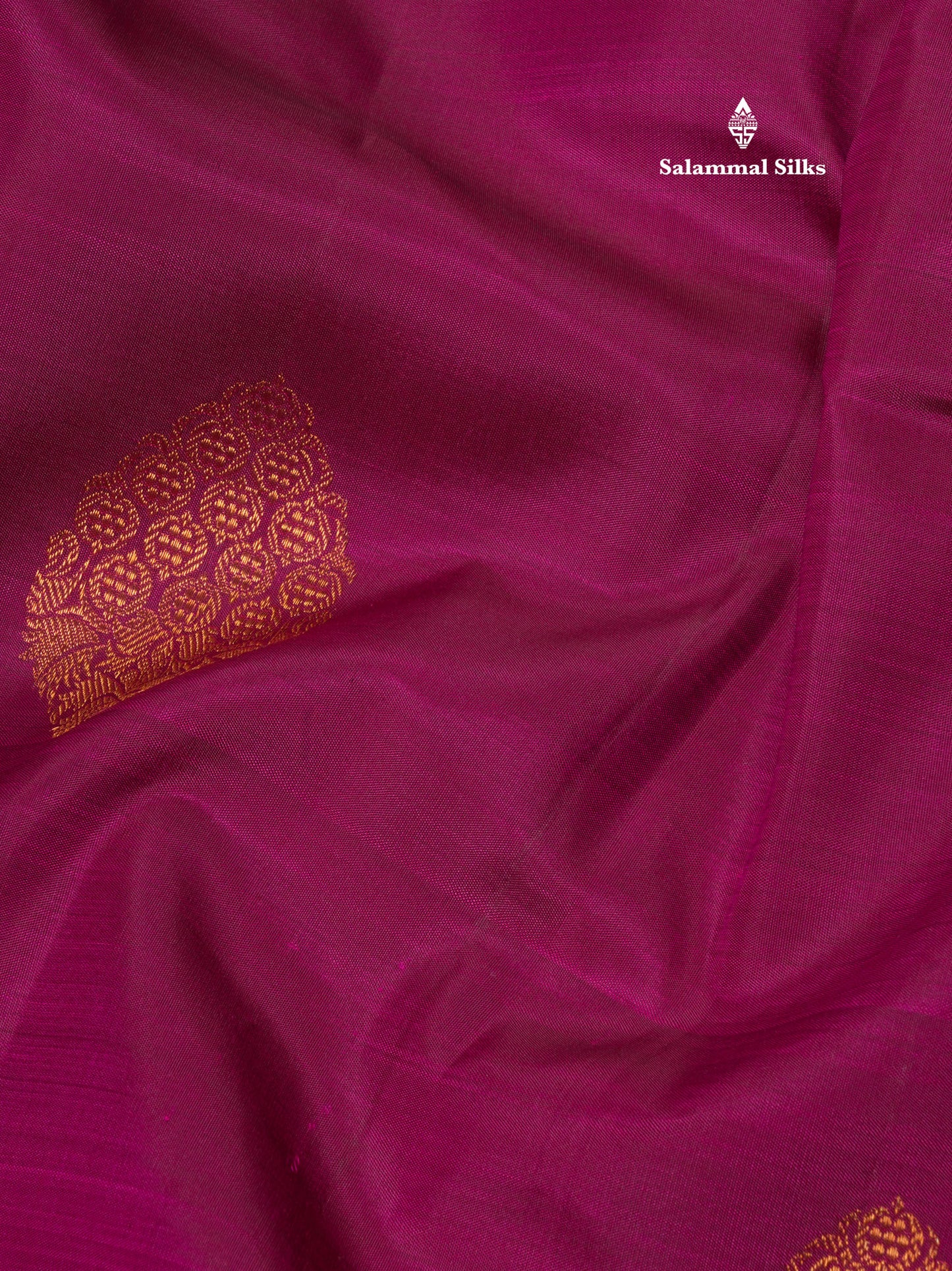 Kanjivaram Magenta Pure Silk Saree with Copper Zari Traditional Long Border