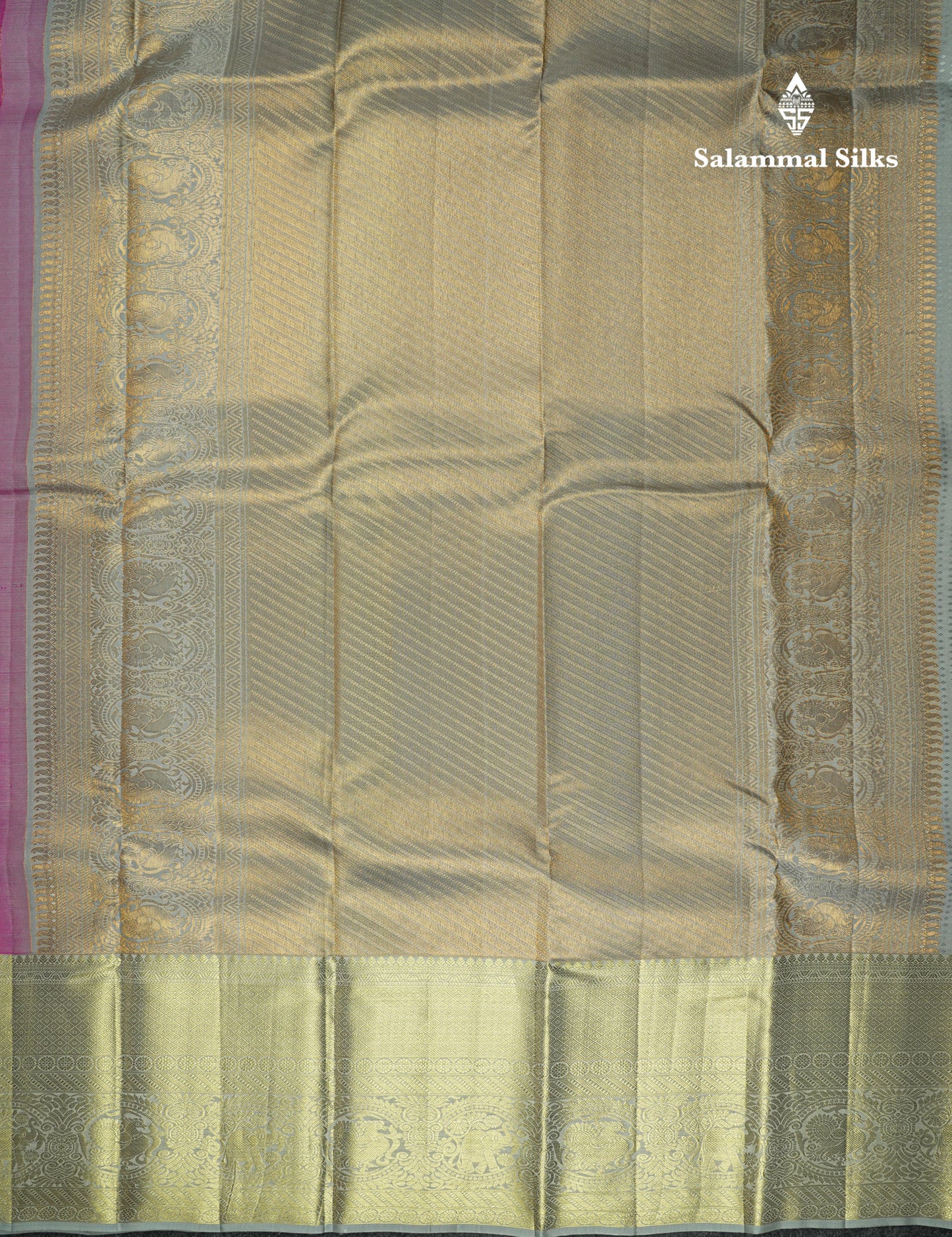 Light Pink Bridal Pure Kanjivaram Silk Saree With Contrast Grey Border