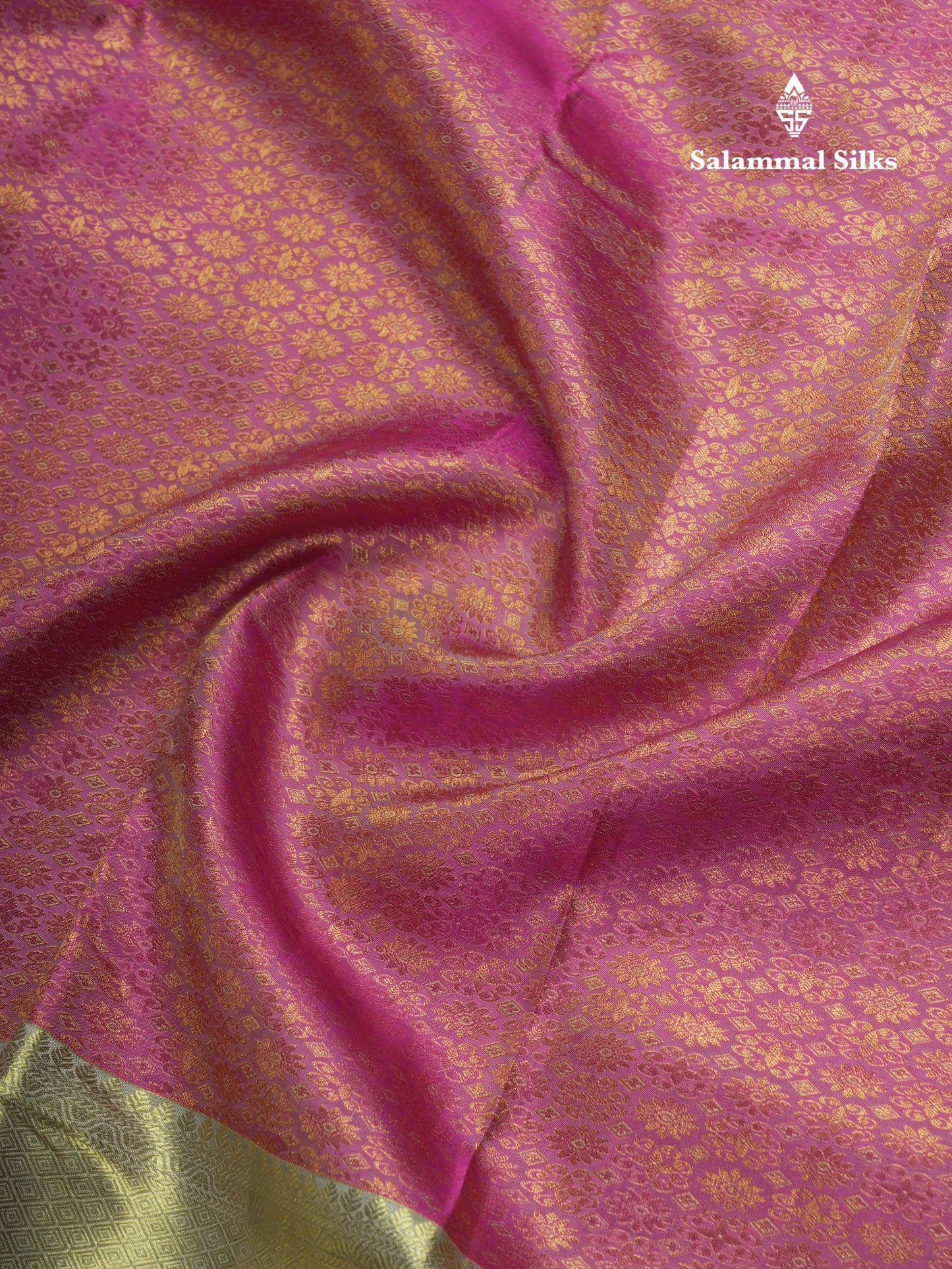 Light Pink Bridal Pure Kanjivaram Silk Saree With Contrast Grey Border