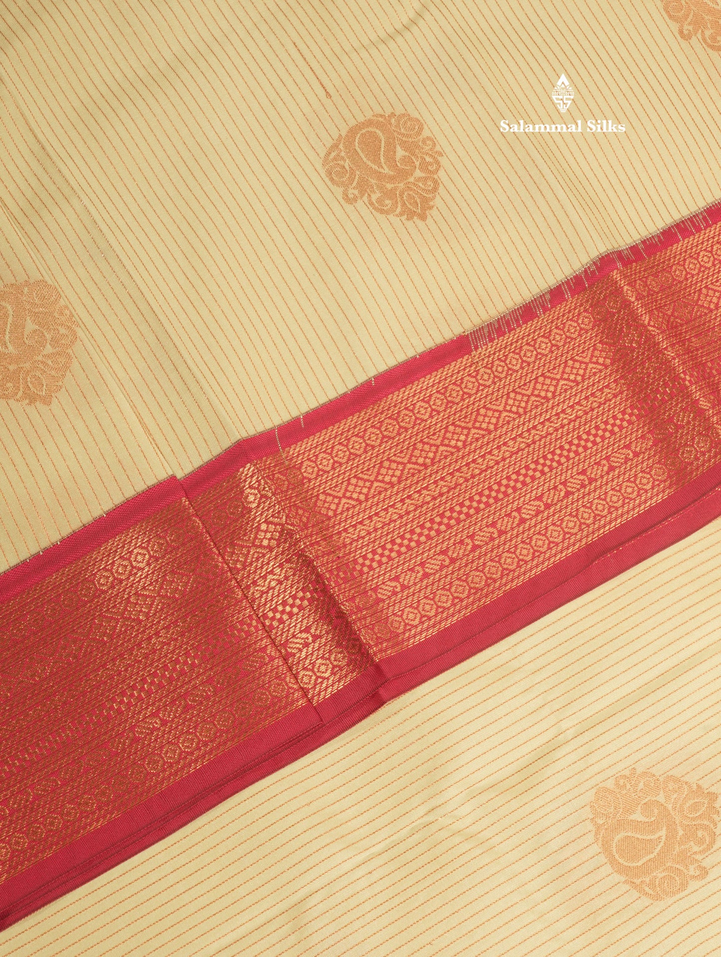 Half White Semi Silk Saree With Contrast Long Maroon Border