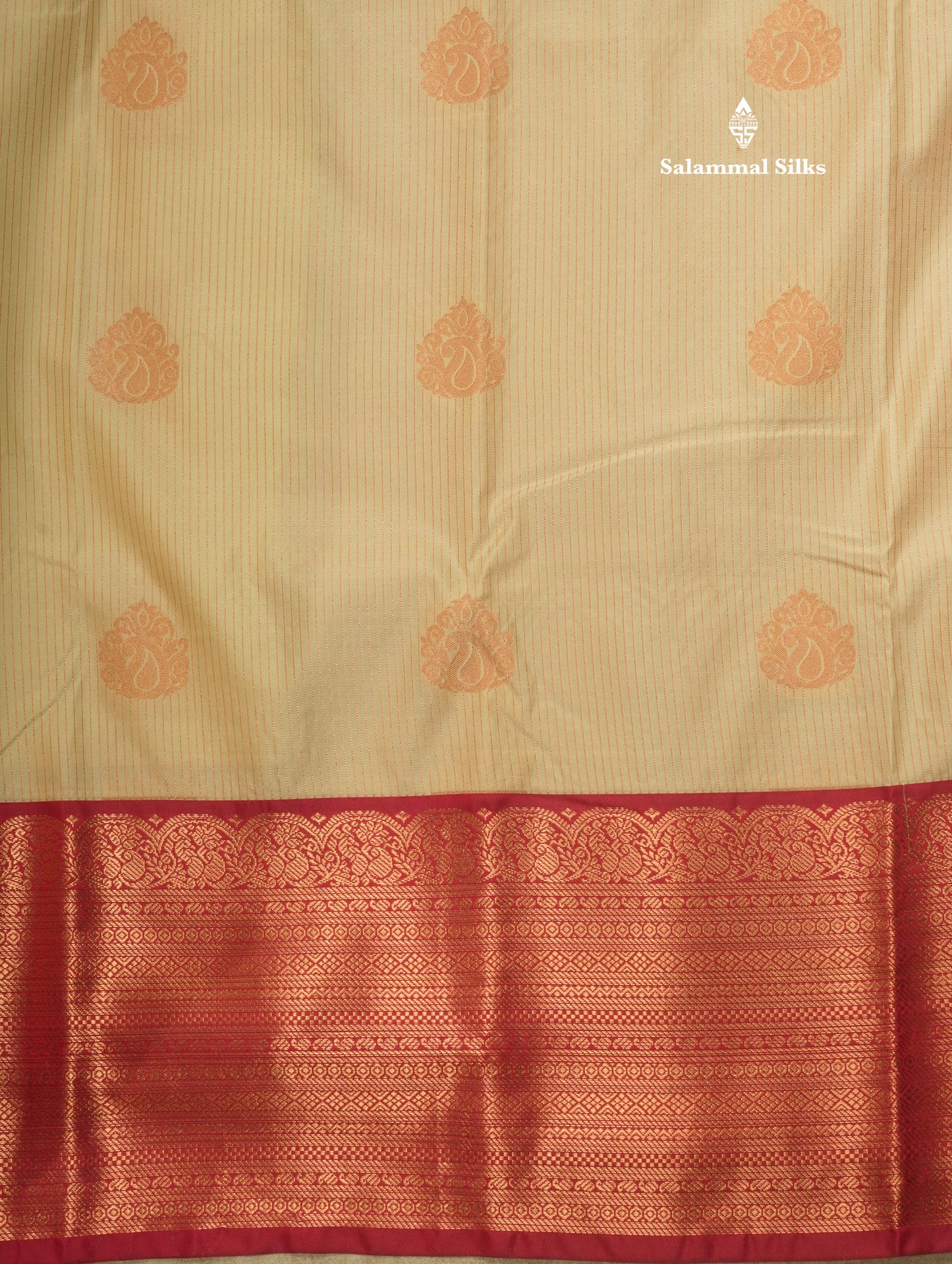 Half White Semi Silk Saree With Contrast Long Maroon Border