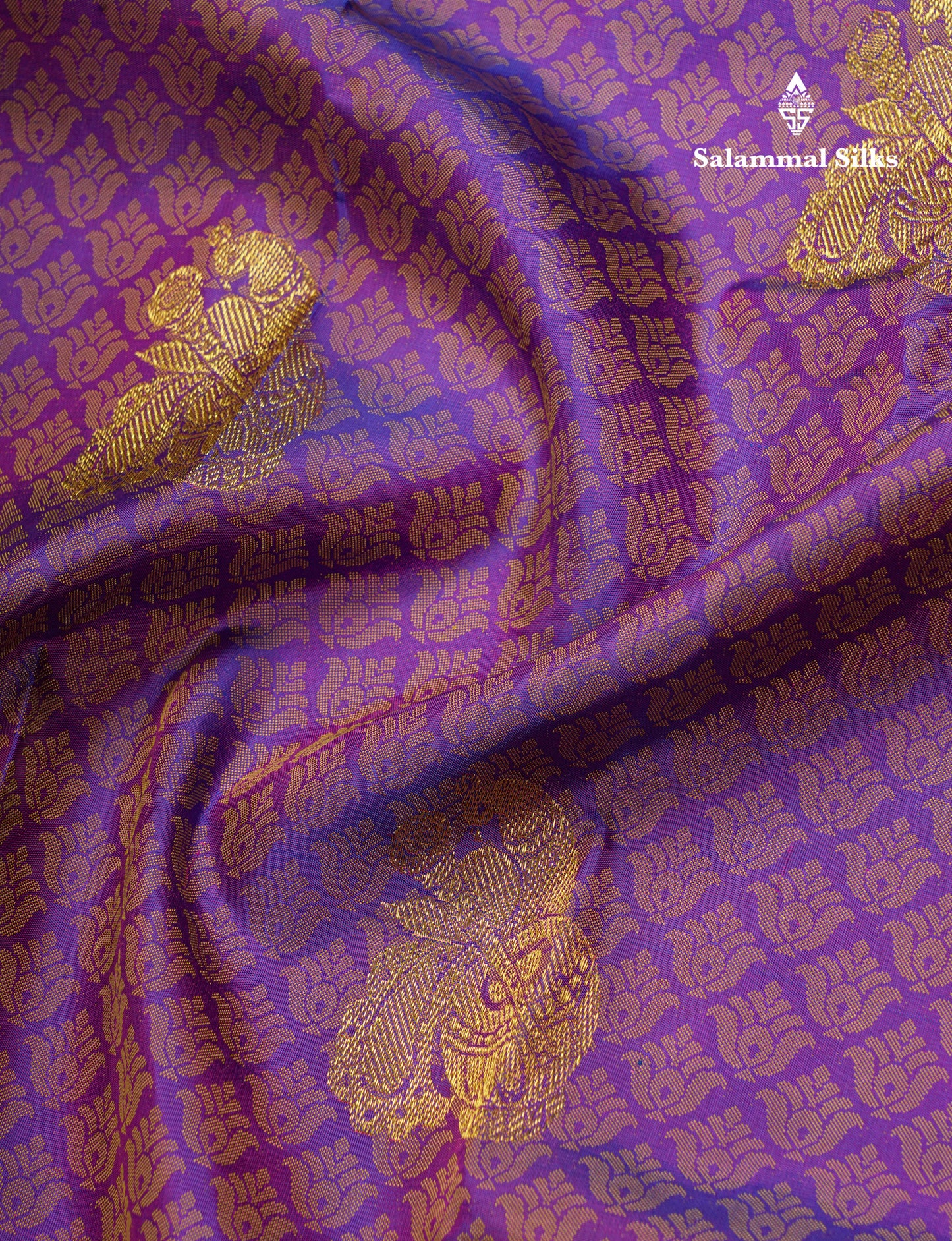Kanjivaram Violet Pure Silk Jacquard Saree With Pink Blouse