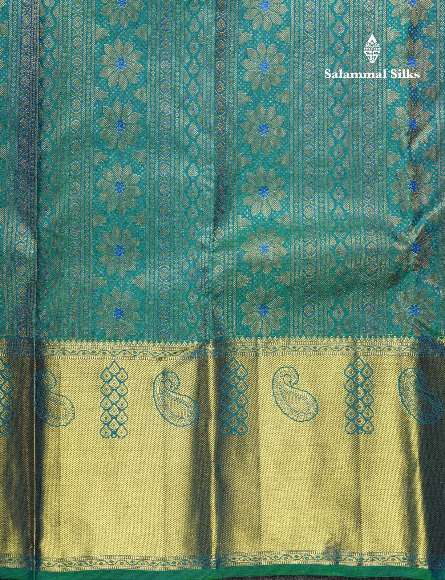 Kanjivaram Beautiful Ramar Blue Pure Silk Saree With Gold Zari Border