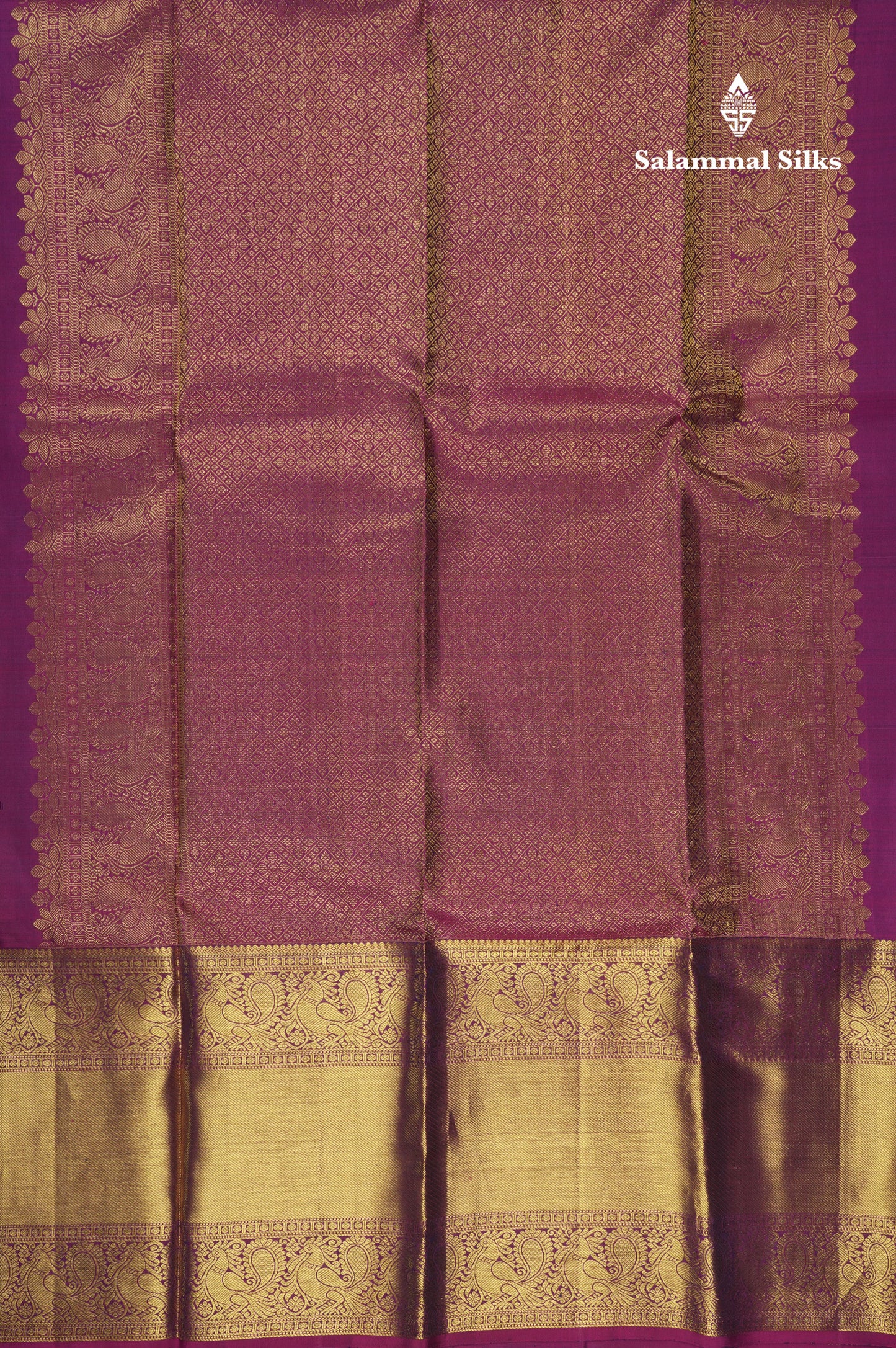 Kanjivaram Bottle Green Checks Silk Saree With Magenta Border