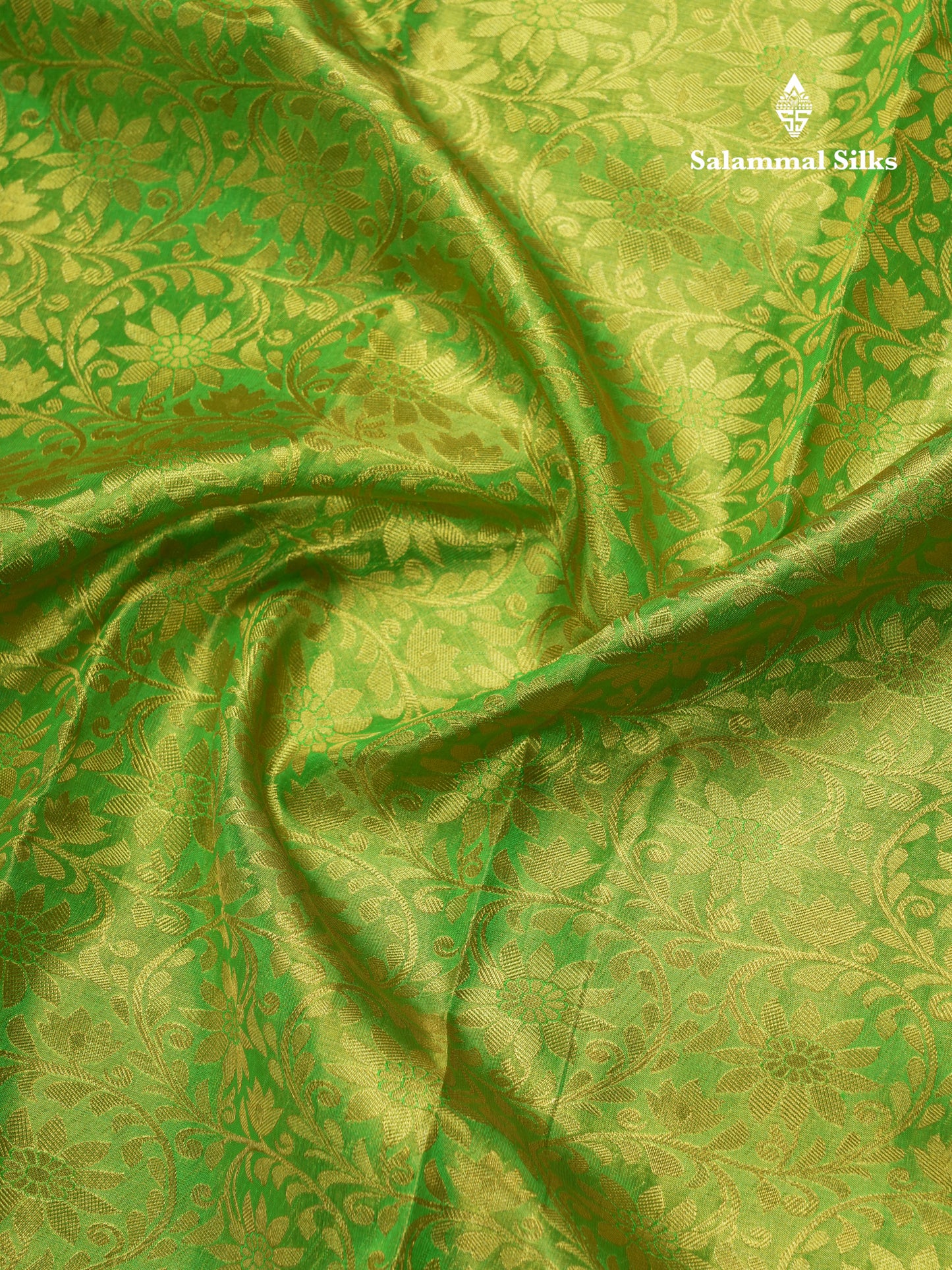 Kanjivaram Parrot Green Tissue Pure Silk Saree With Baby Pink Blouse