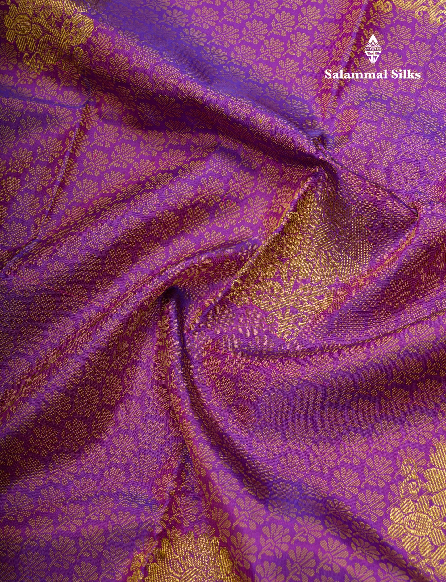 Kanjivaram Violet Pure Silk Jacquard Saree With Pink Blouse