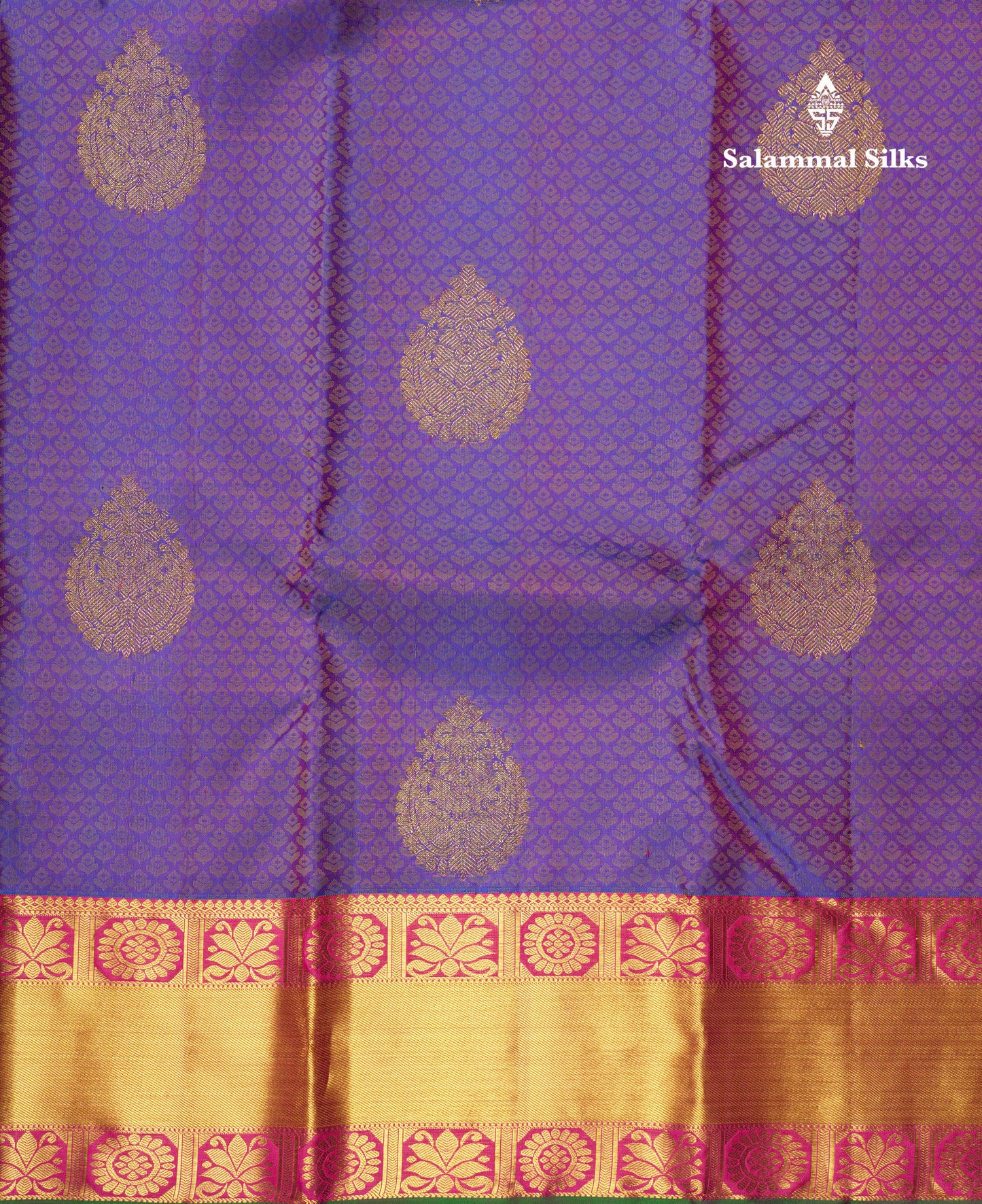 Kanjivaram Violet Pure Silk Jacquard Saree With Pink Blouse