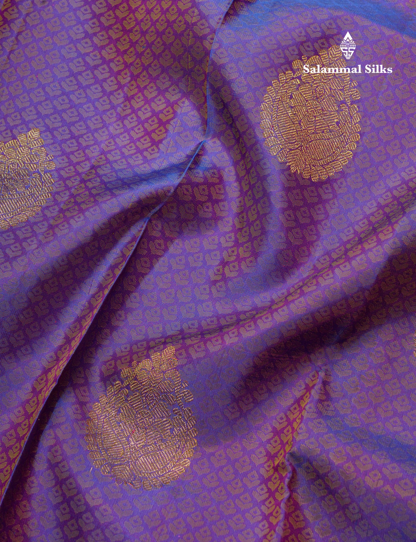 Kanjivaram Violet Pure Silk Jacquard Saree With Pink Blouse