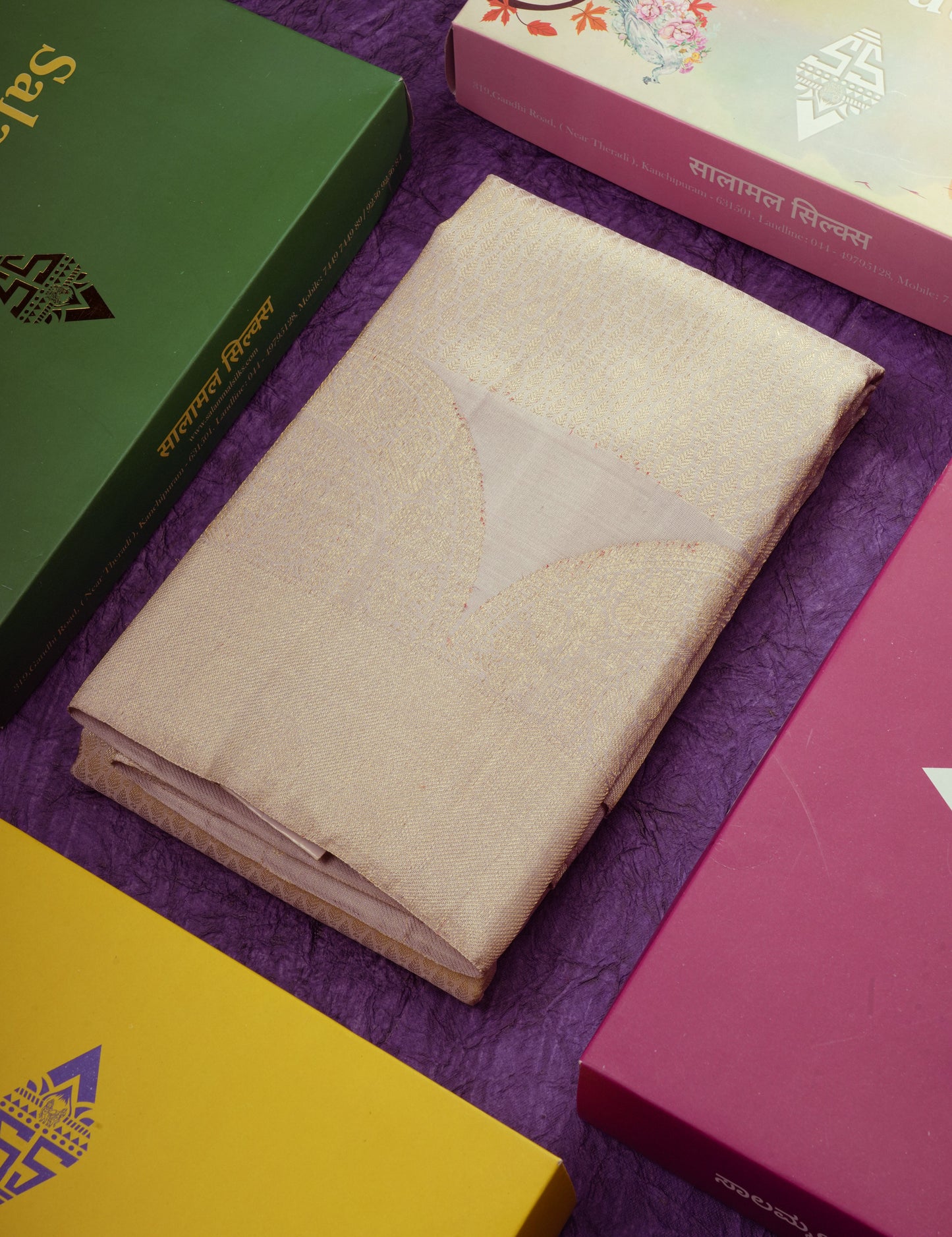 Beautiful Light Chocolate Pure Kanjivaram Silk Saree With Traditional Turning Border