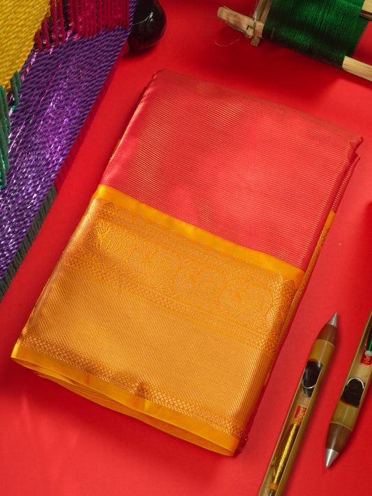 Beautiful Red Vairaoosi Semi Silk Saree With Contrast Orange Border