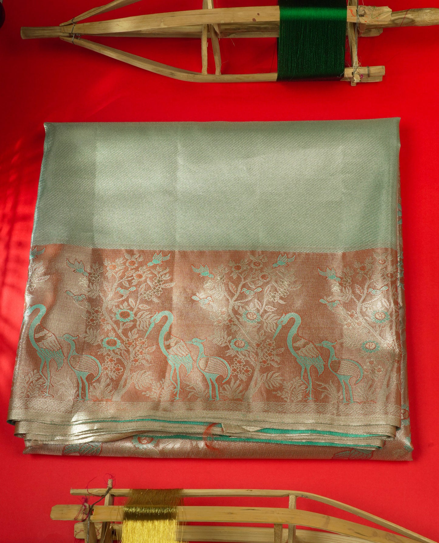 Light Pink Bridal Semi Silk Saree With Contrast Peach Evening Morning Border