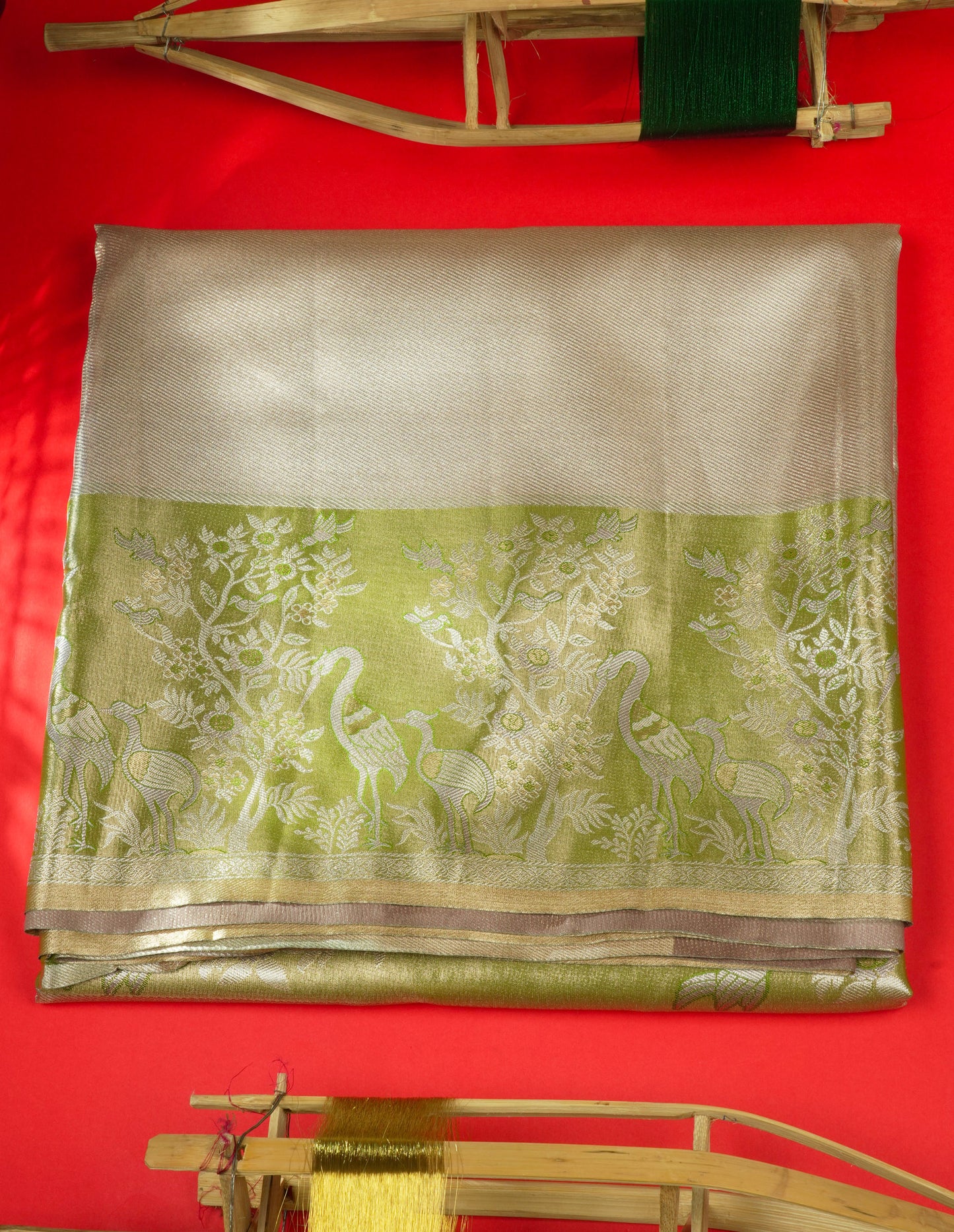 Light Pink Bridal Semi Silk Saree With Contrast Peach Evening Morning Border