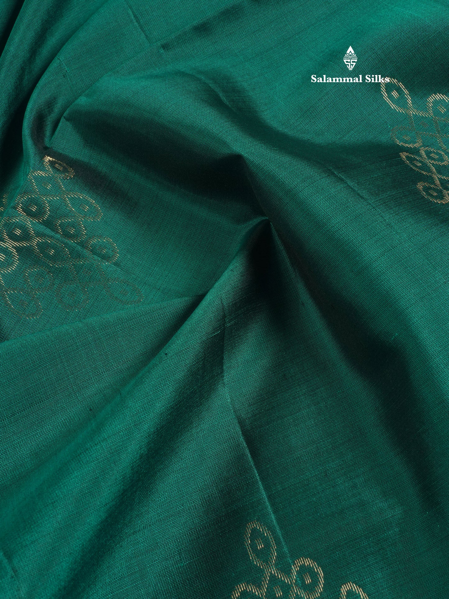 Bottle Green Kolam Design Kanjivaram Pure Soft Silk Saree With Contrast Mustard Yellow Blouse