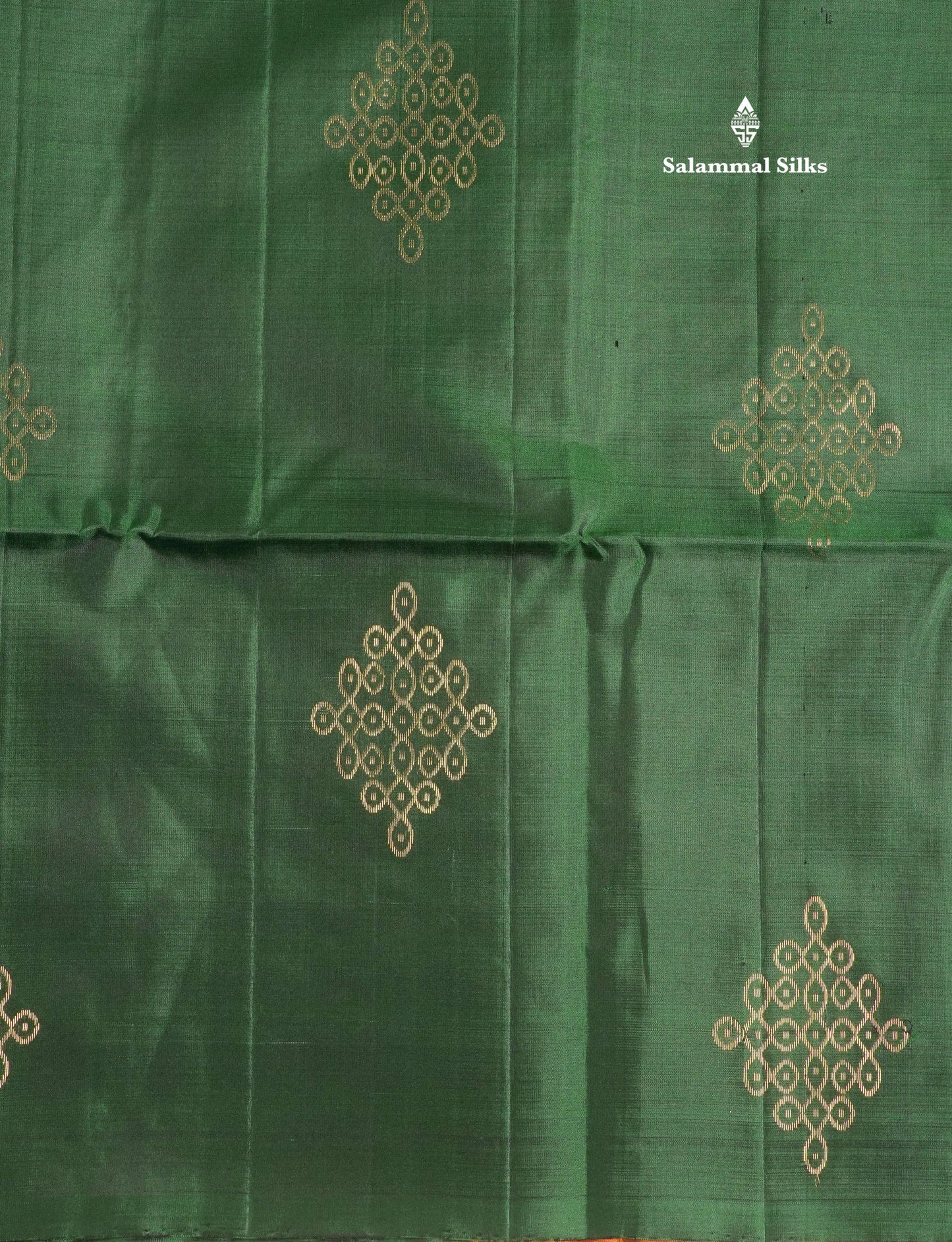 Bottle Green Kolam Design Kanjivaram Pure Soft Silk Saree With Contrast Mustard Yellow Blouse