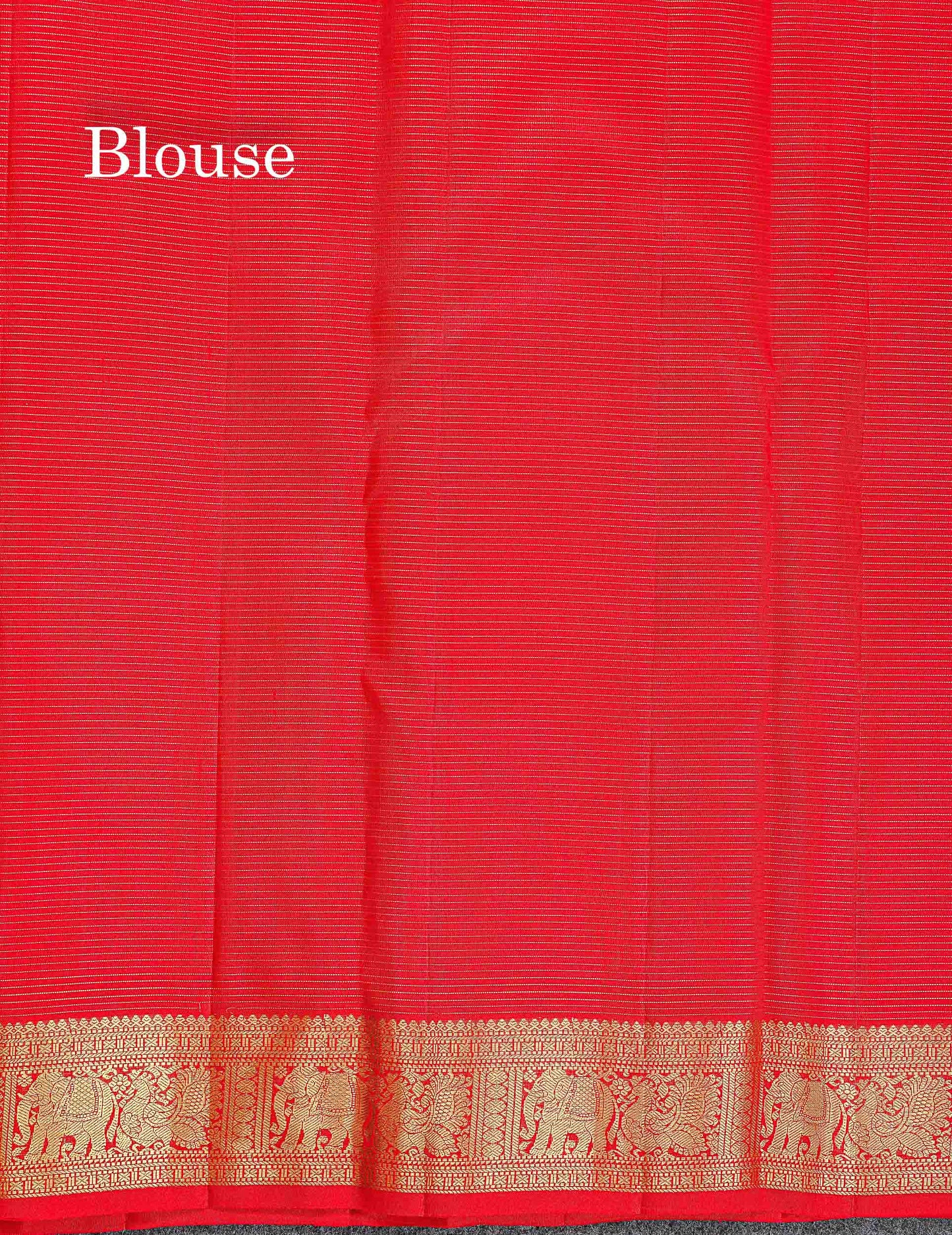 Pure Kanjivaram Silk Saree - Chilly Red Colour Body Vaira Oosi Lines With Butta & Traditional Small Border