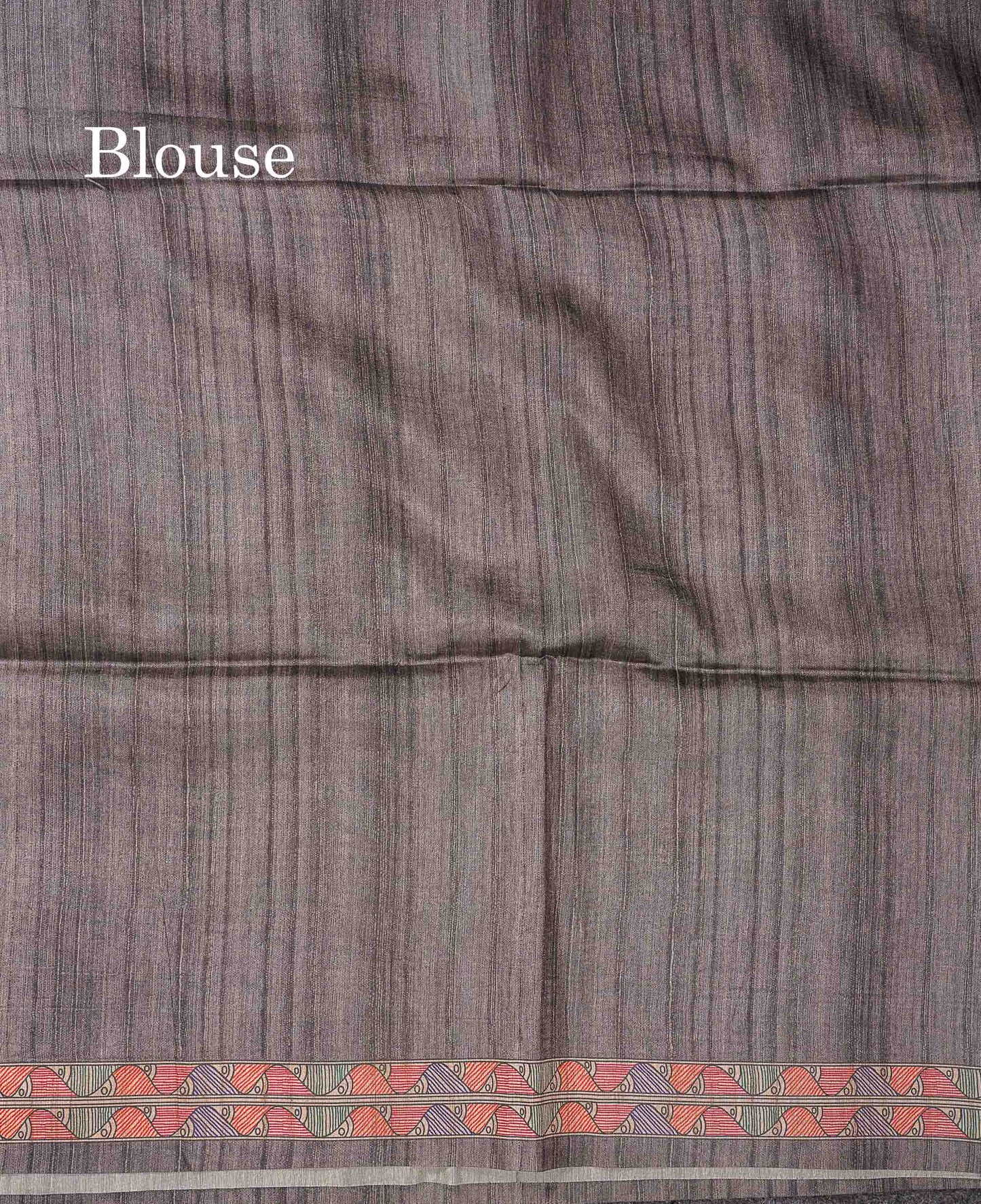 Beautiful Grey Semi Tussar Saree With Fancy Kalamkari Border