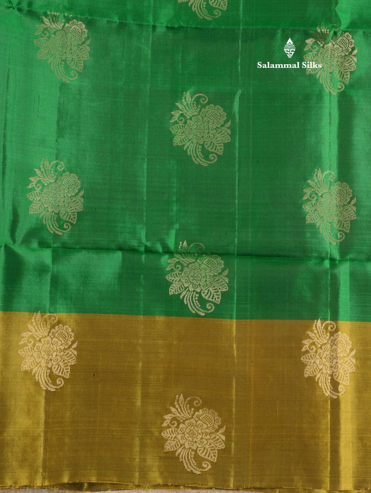 Kanjivaram Beautiful Green Pure Soft Silk Saree With Contrast Fancy Mustard Yellow Border