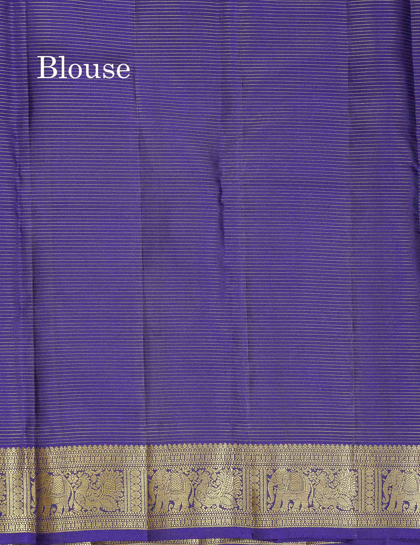 Pure Kanjivaram Silk Saree - Navy Blue Colour Body Vaira Oosi Lines With Butta & Traditional Small Border