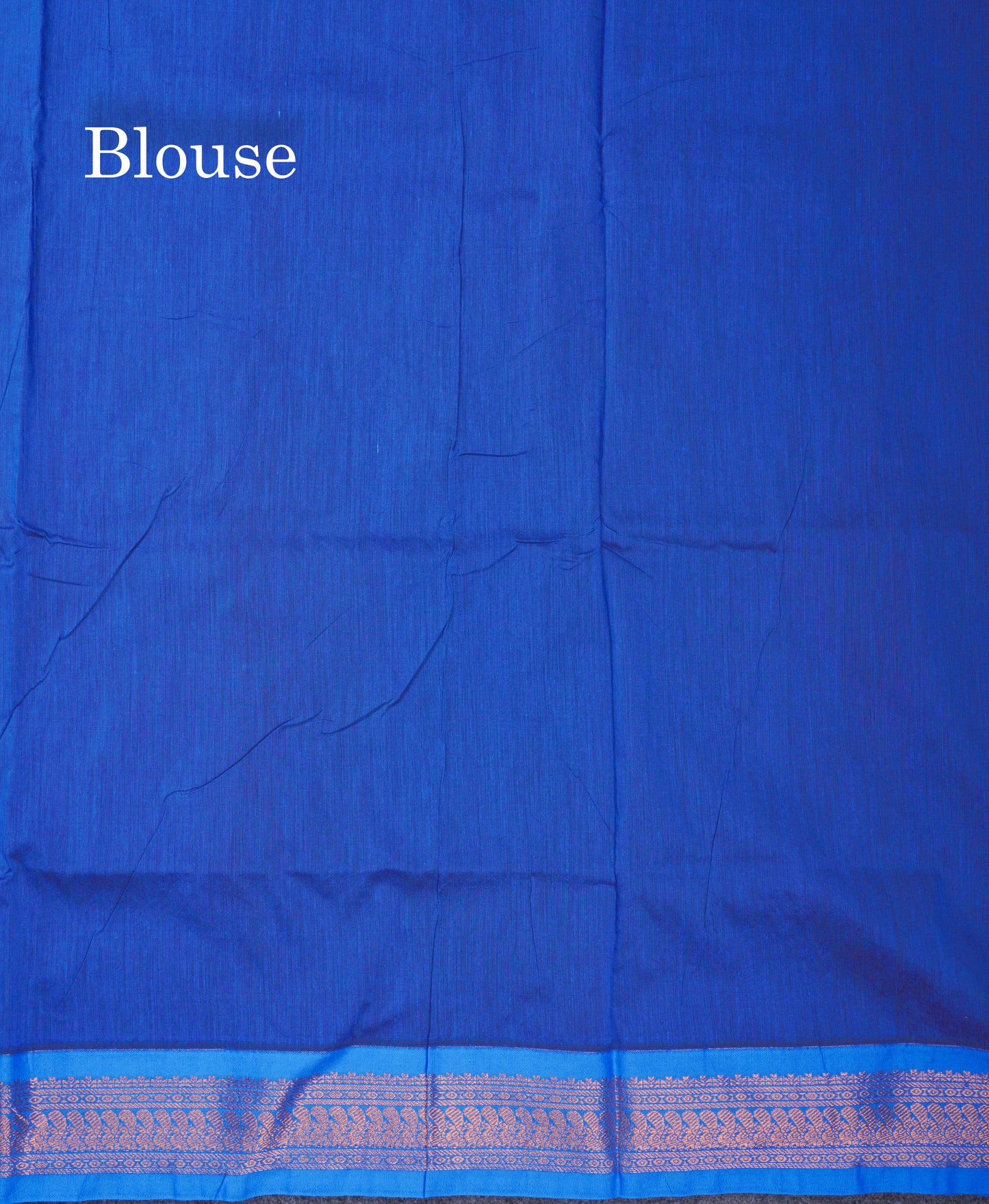 Dark Brown Kalyani Cotton Saree With Contrast Ananda Blue Blouse