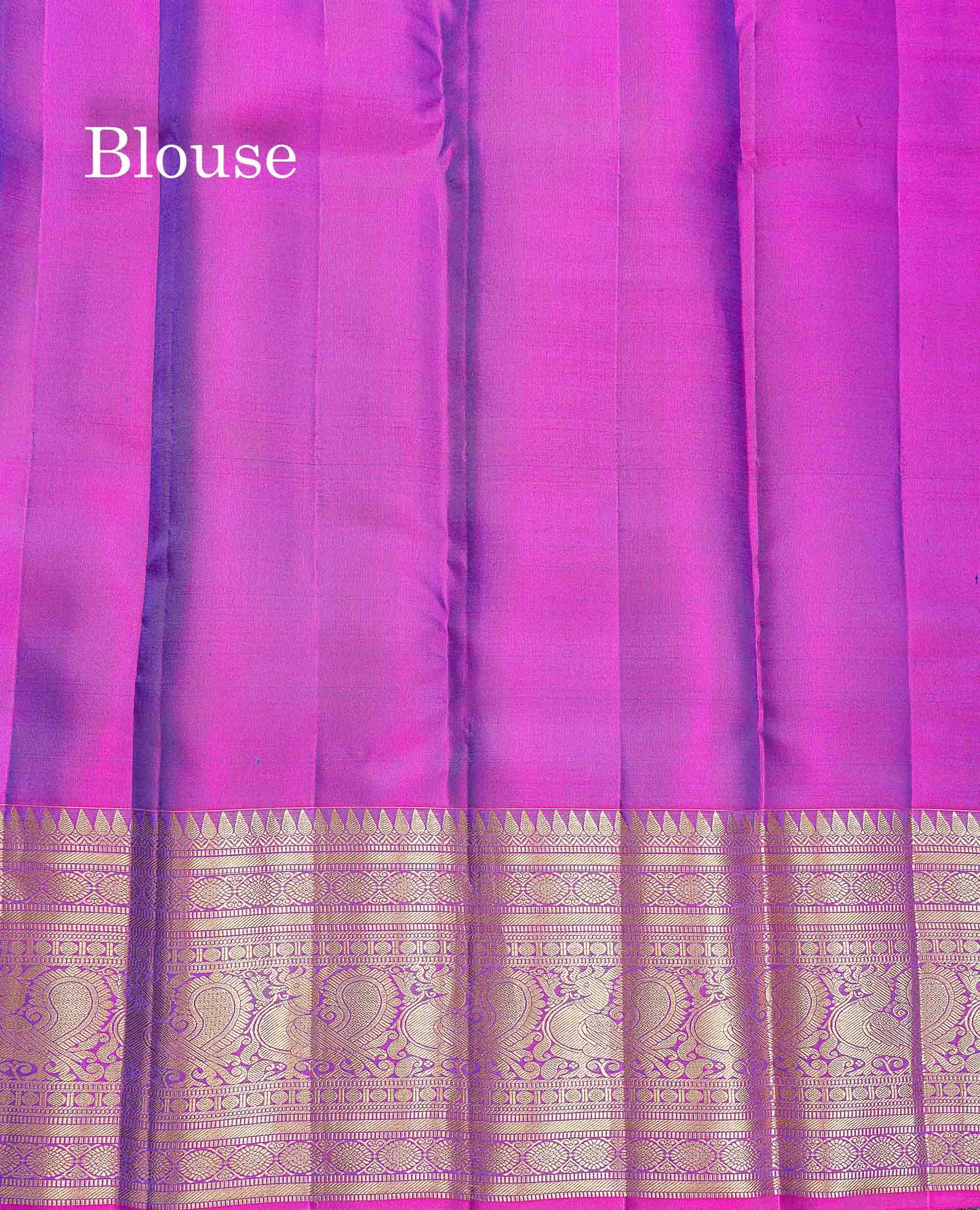 Pure Kanjivaram Silk Saree - Peacock Blue Colour Body With Butta & Contrast Vadamalli Long Border