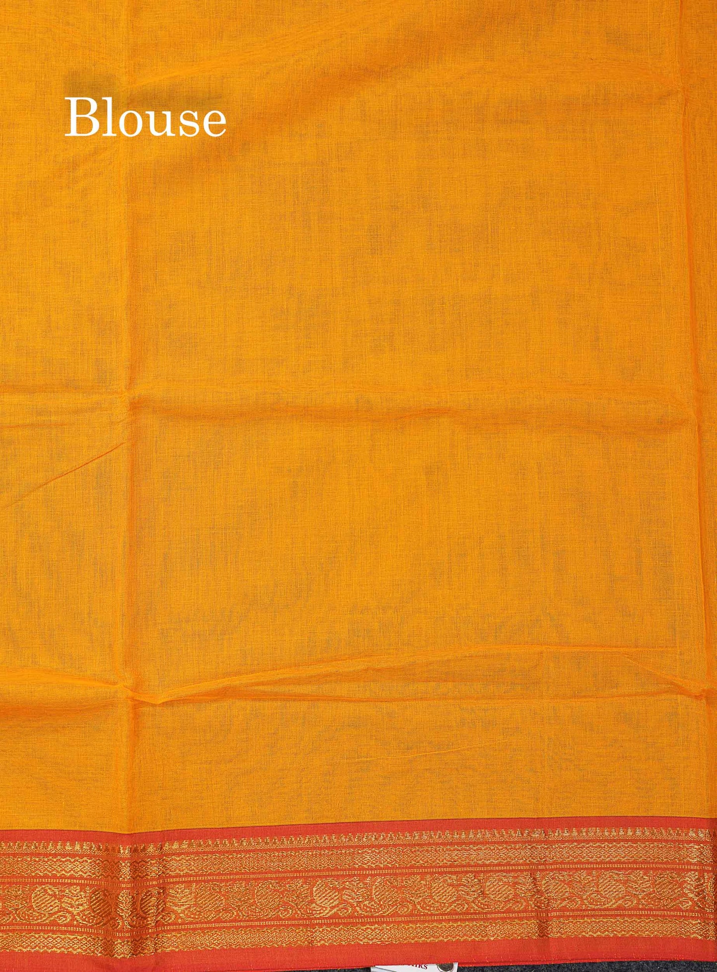 Beautiful Yellow Plain Pure Cotton Saree With Contrast Orange Traditional Border