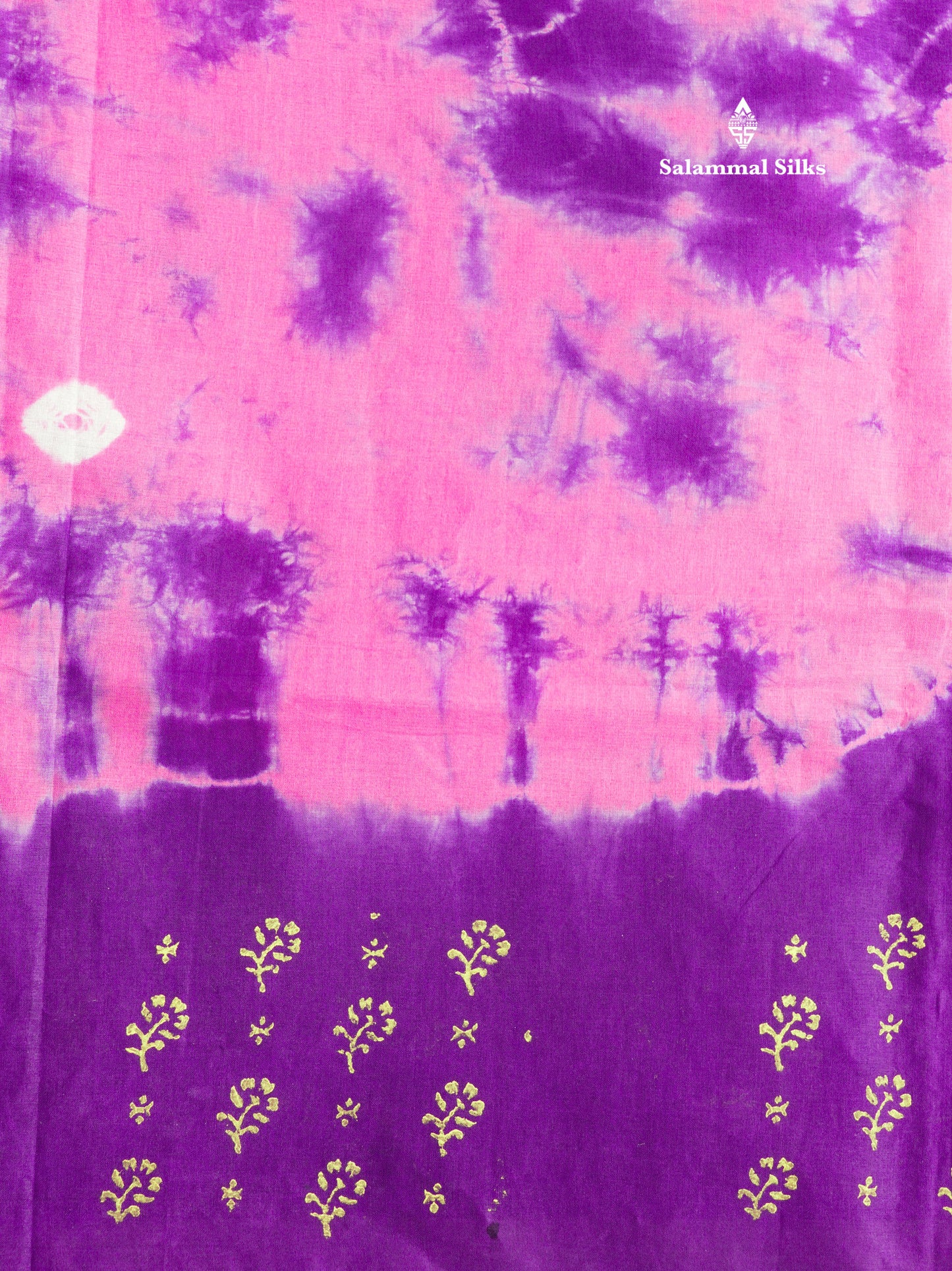 White Batik Print Sungudi Pure Cotton Saree With Contrast Grey Border