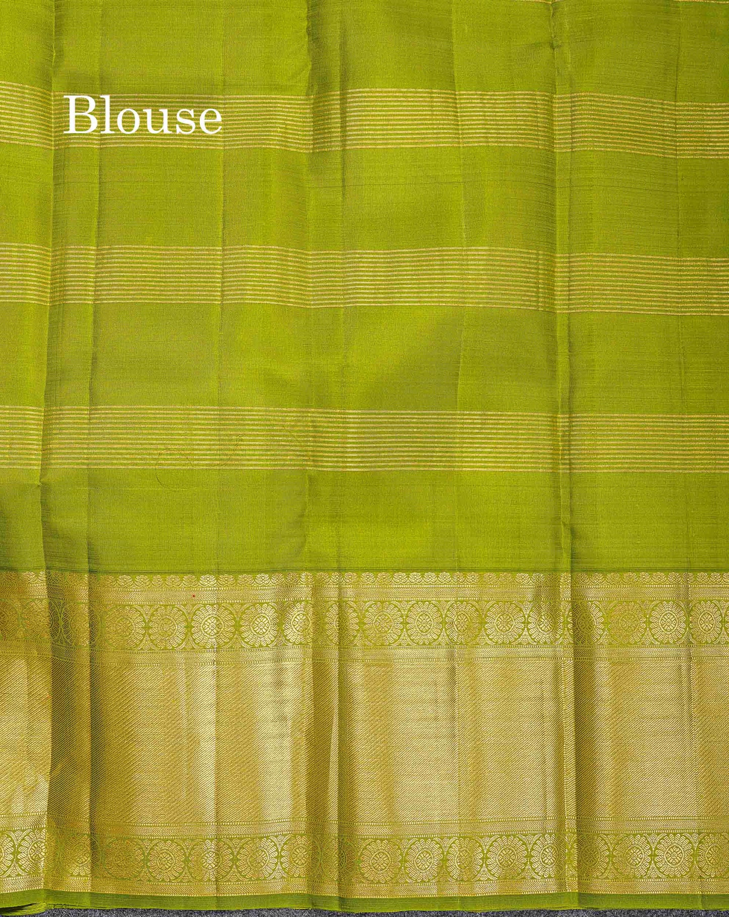 Pure Kanjivaram Silk Saree - Olive Green Colour Body Horizontal Zari Stripes With Evening Morning Border