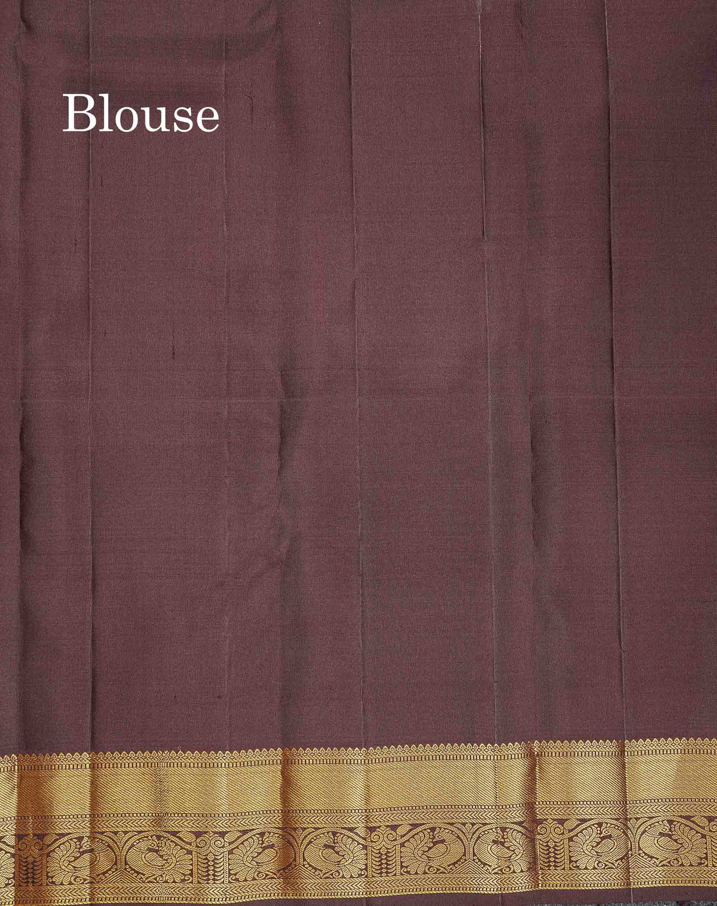Pure Kanjivaram Silk Saree - Olive Green Colour Body With Butta & Contrast Brown Traditional Border