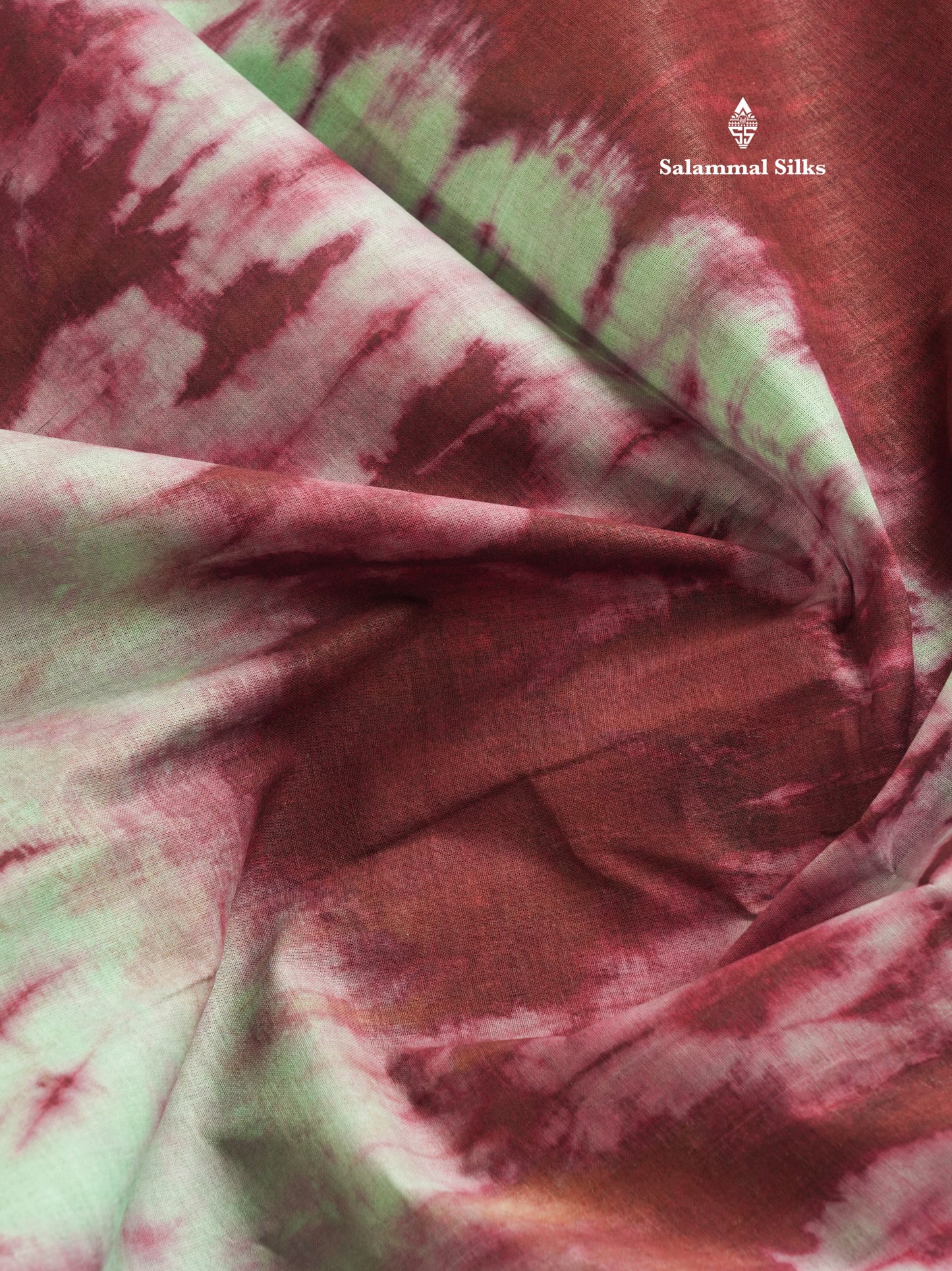 White Batik Print Sungudi Pure Cotton Saree With Contrast Grey Border