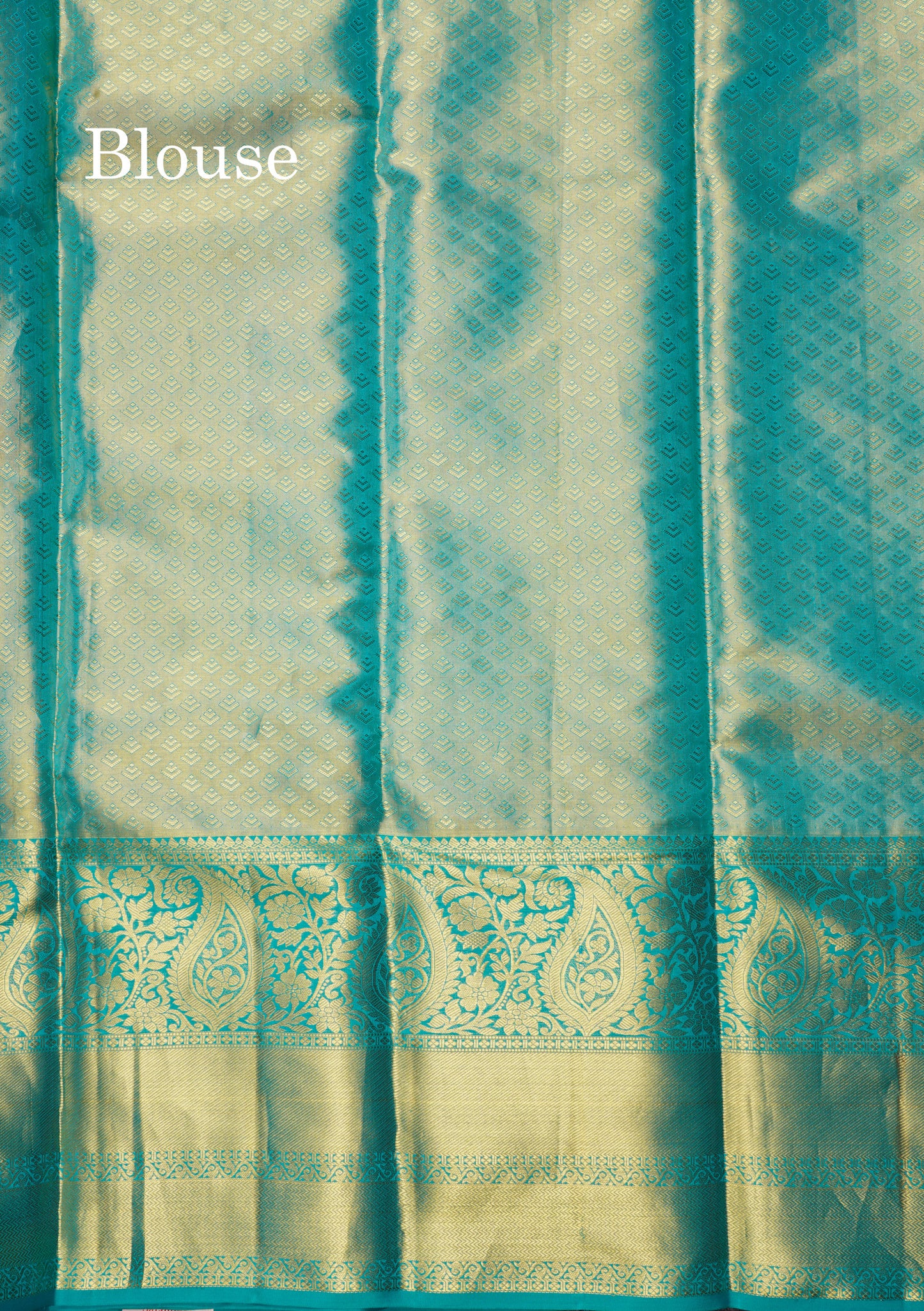 Pink Tissue Bridal Pure Kanjivaram Silk Saree With Sapphire Green Border