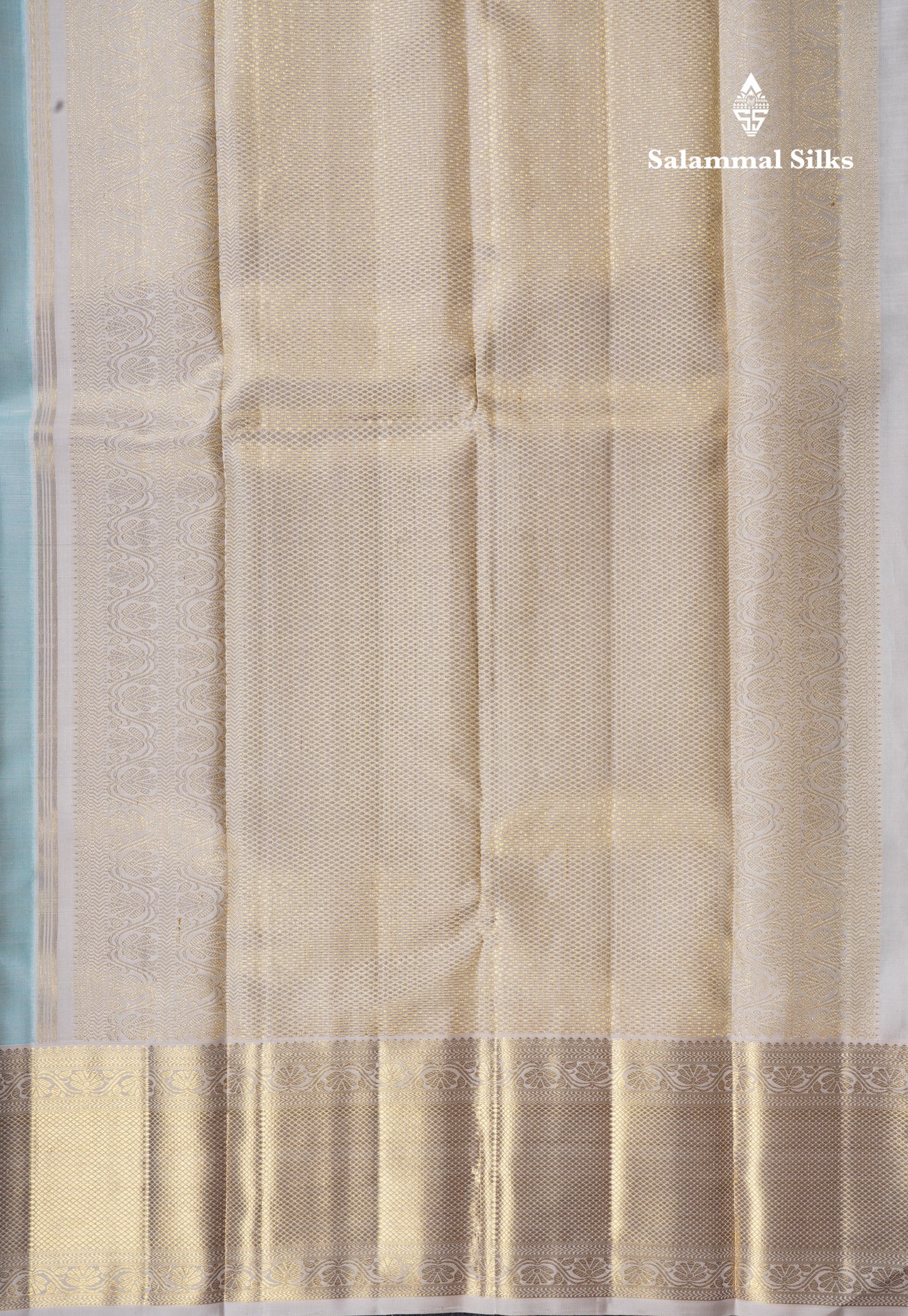 Beautiful Light Anandha Blue Pure Kanjivaram Silk Saree (2G) With Contrast Half White Border
