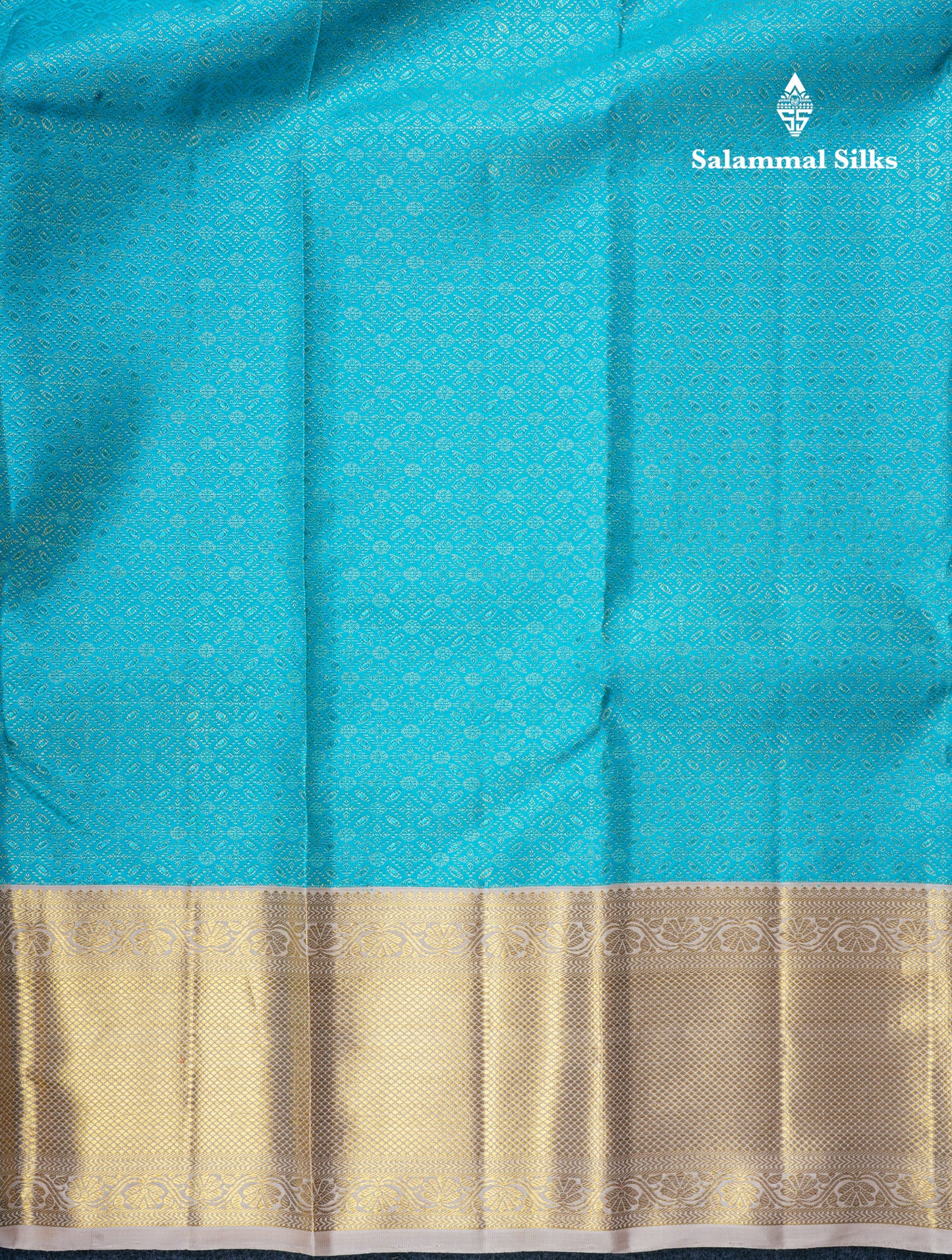 Beautiful Light Anandha Blue Pure Kanjivaram Silk Saree (2G) With Contrast Half White Border