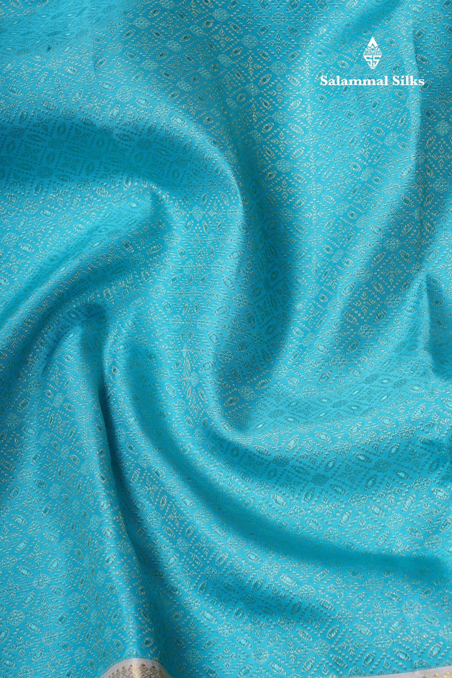 Beautiful Light Anandha Blue Pure Kanjivaram Silk Saree (2G) With Contrast Half White Border
