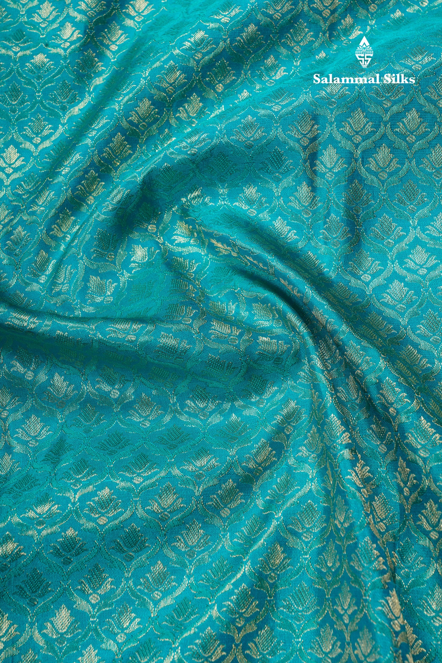 Sapphire Green Bridal Pure Kanjivaram Silk Saree With Contrast Royal Blue Border