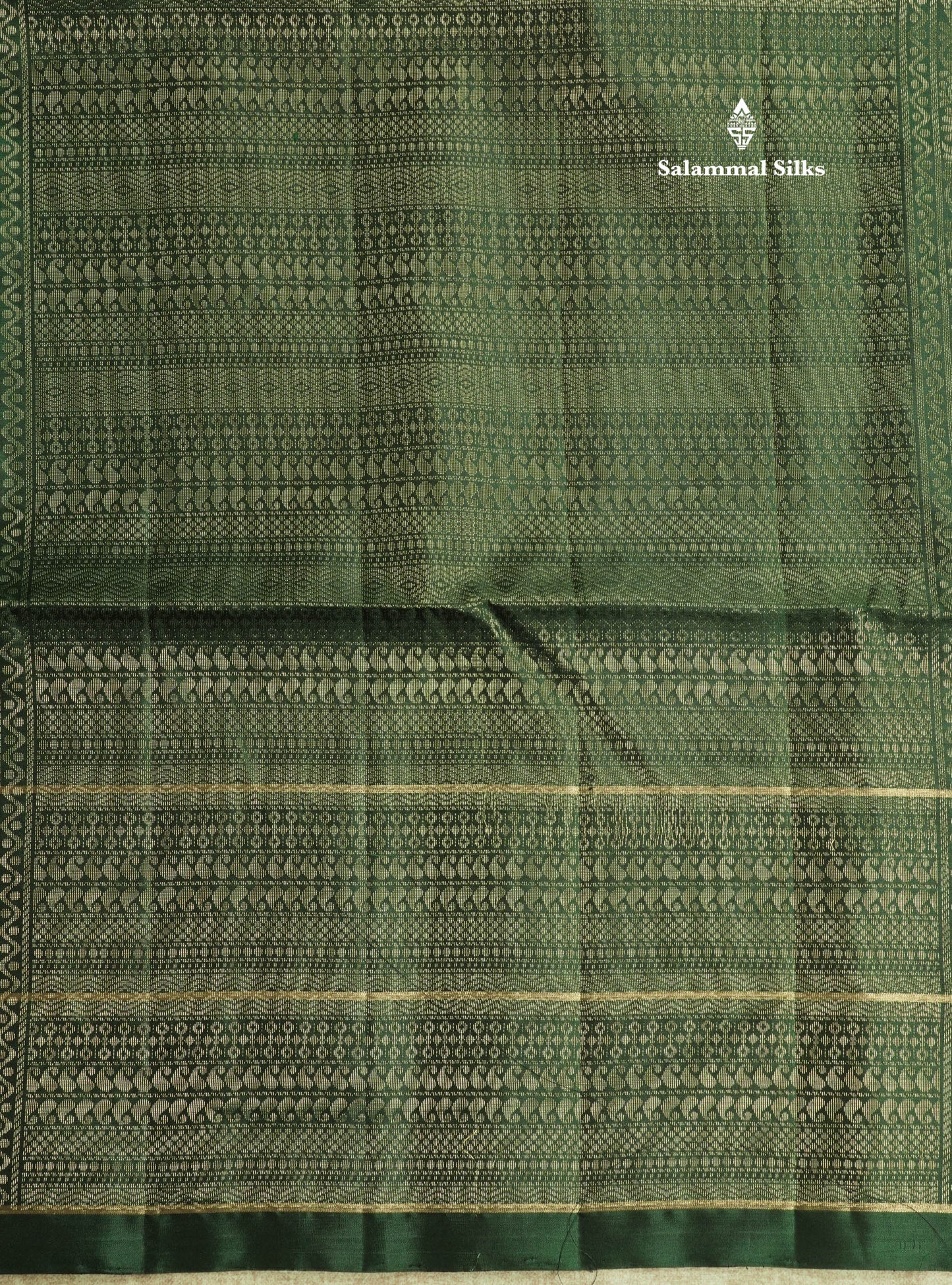 Moss Green Kanjivaram Pure Soft Silk Saree With Contrast Bottle Green Big Checks Border