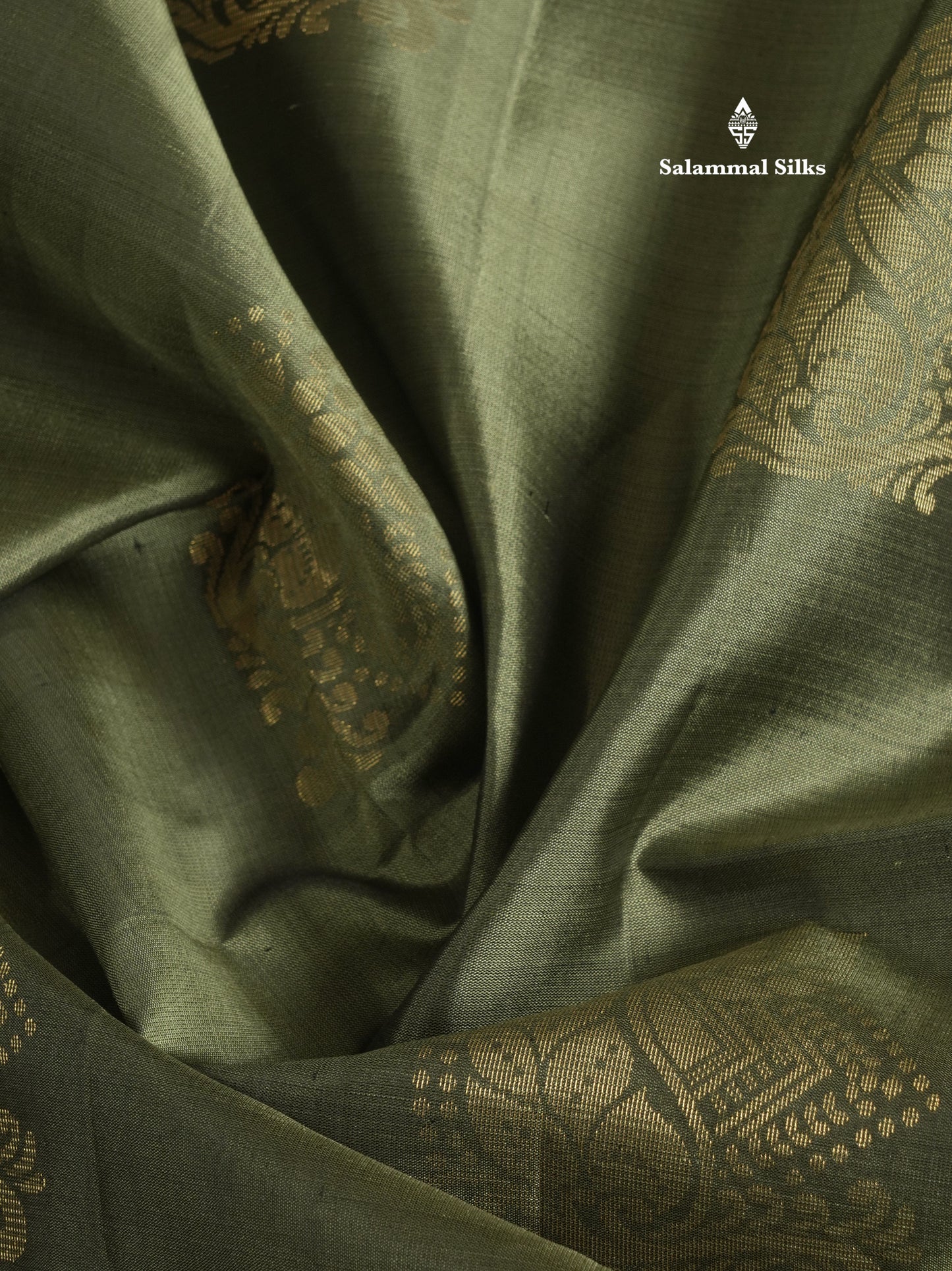 Moss Green Kanjivaram Pure Soft Silk Saree With Contrast Bottle Green Big Checks Border