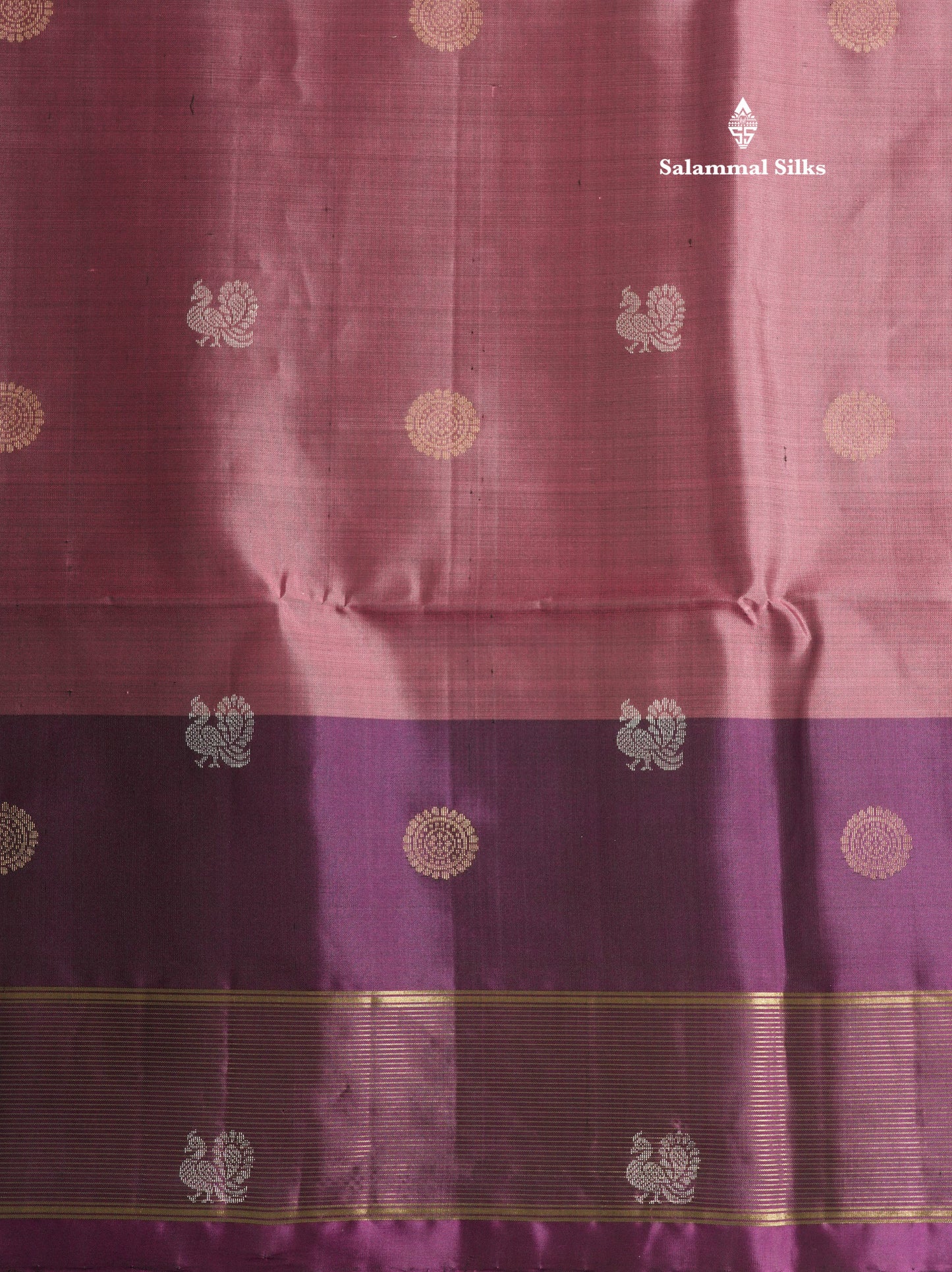 Beautiful Light Chocolate Kanjivaram Pure Soft Silk Saree With Contrast Violet Double Border