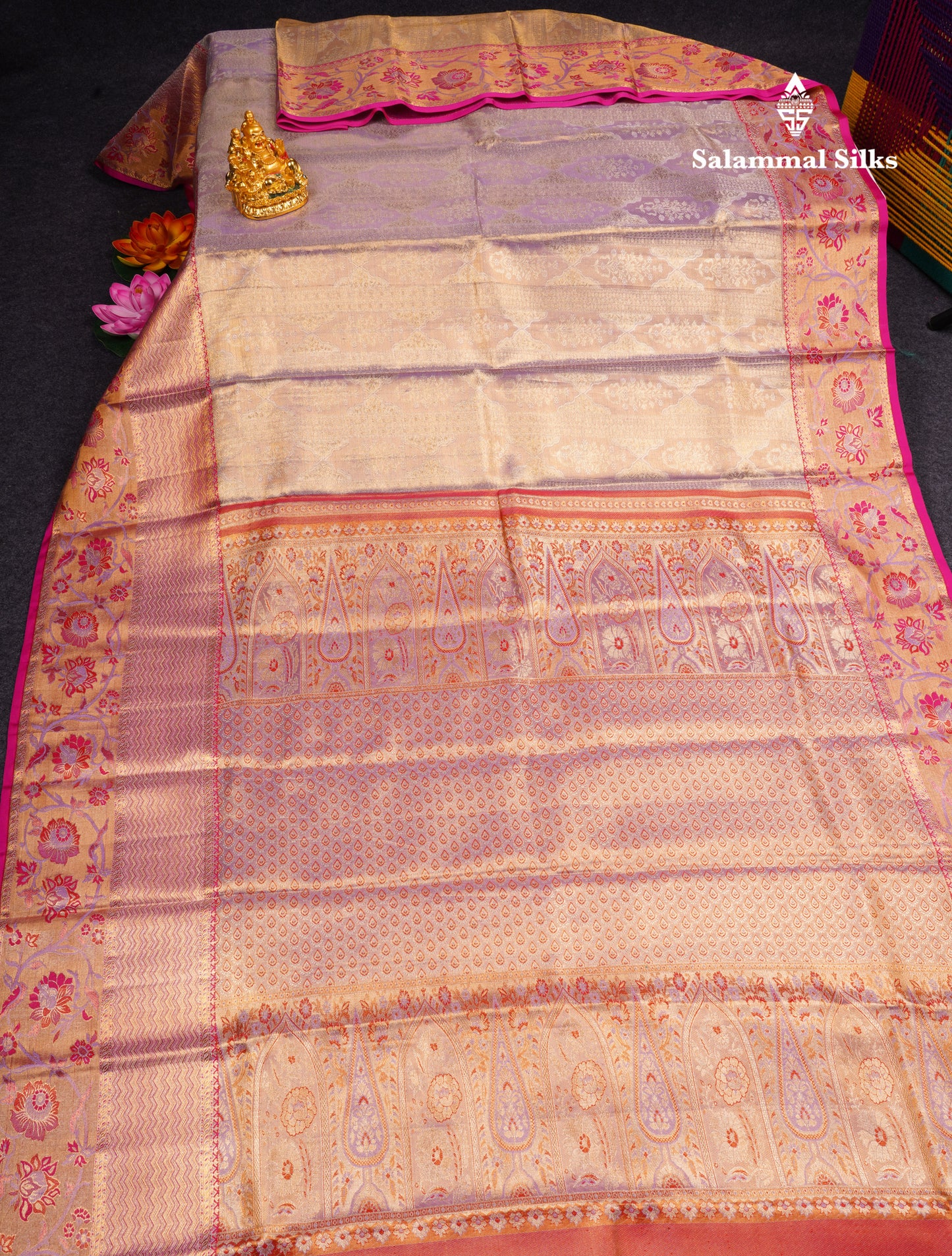 Kanjivaram Tissue Silk Saree Lavender With Grand Blouse