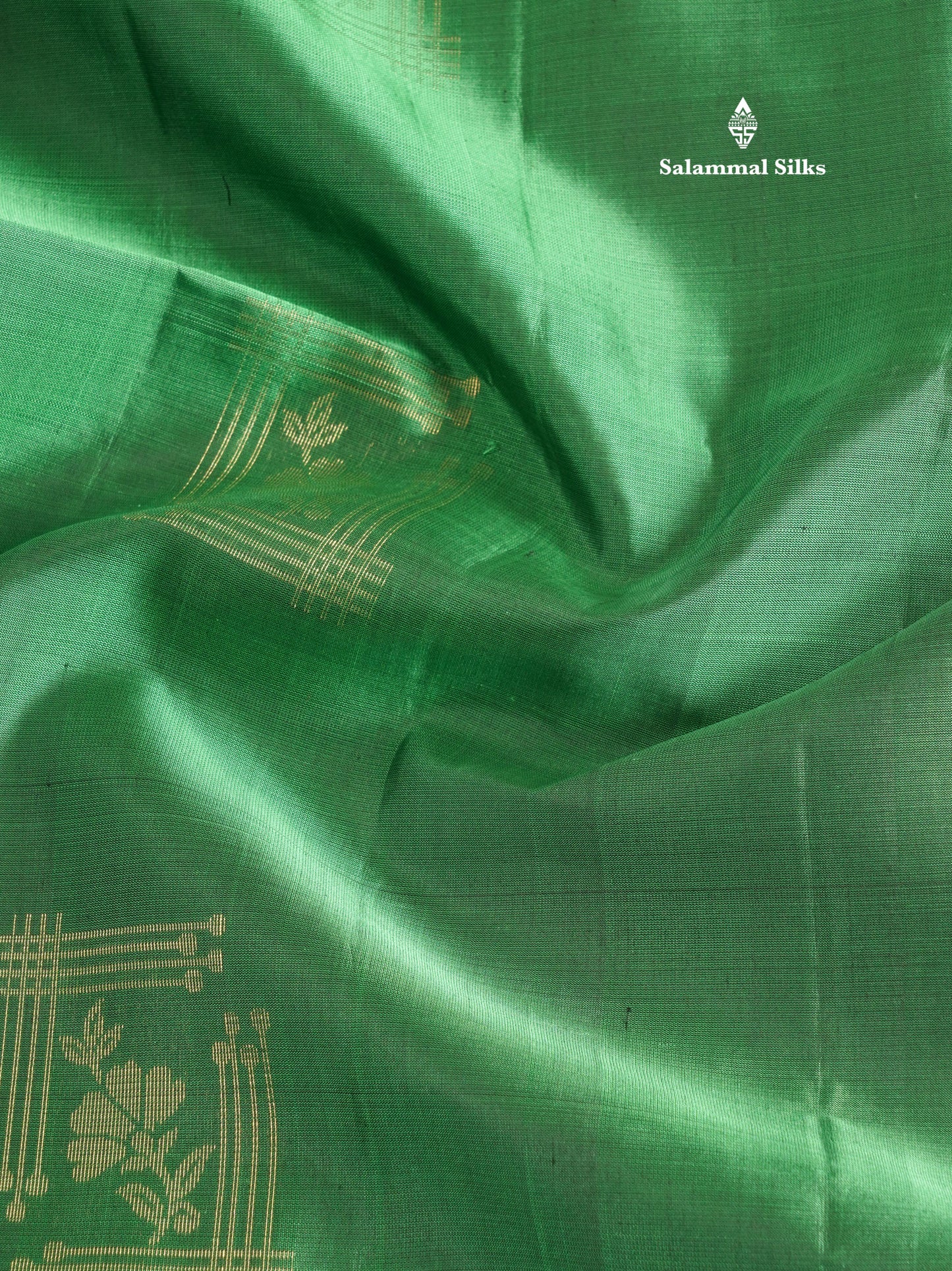 Green Kanjivaram Pure Soft Silk Saree With Contrast Violet Double Border