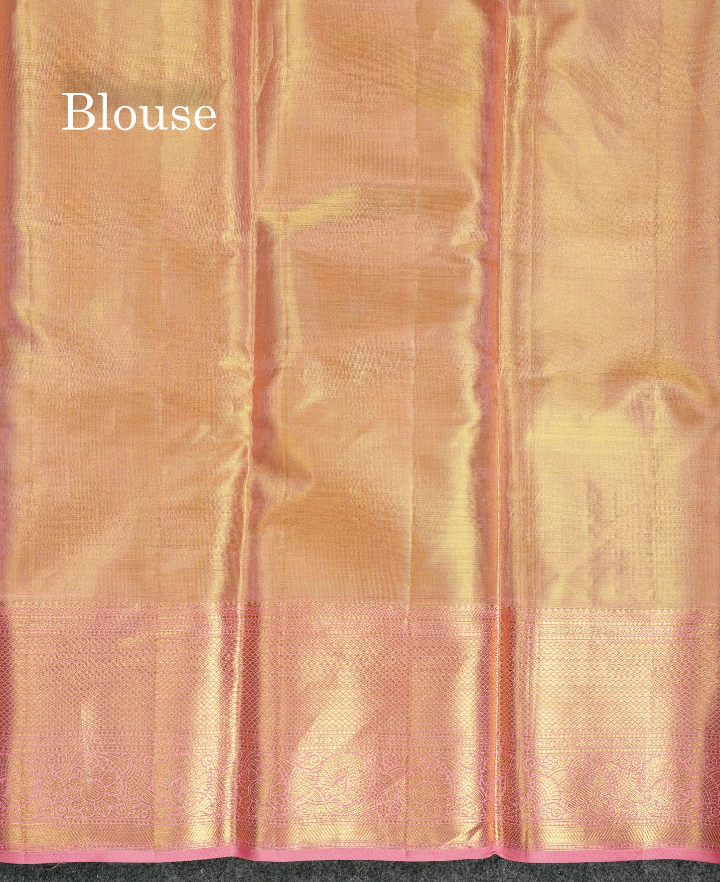 Beautiful Dark Peach Tissue Bridal Pure Kanjivaram Silk Saree With Contrast Baby Pink Traditional Border