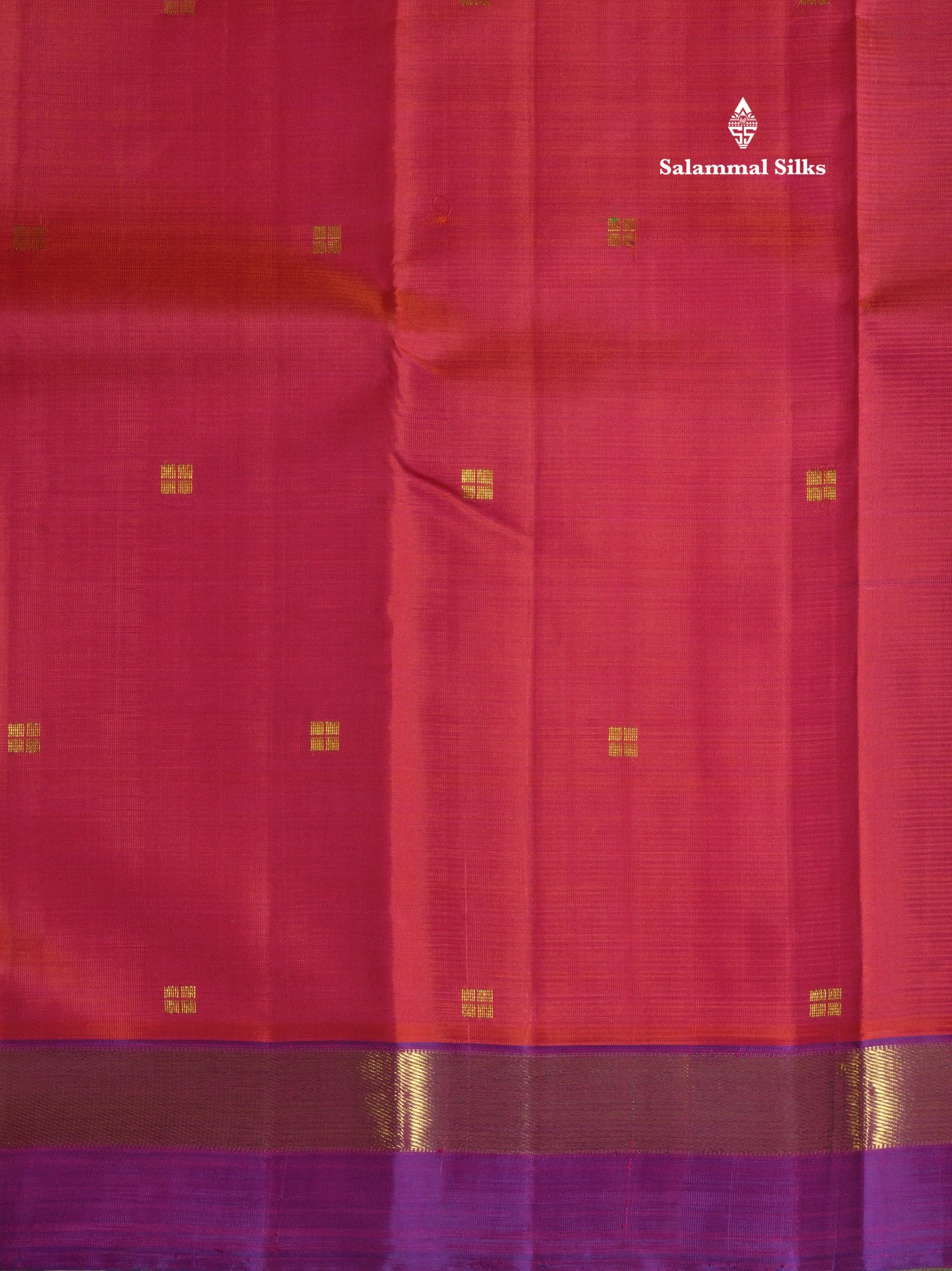 Pinkish Red Pure Kanjivaram Silk Saree with Contrast Small Vadamalli Border