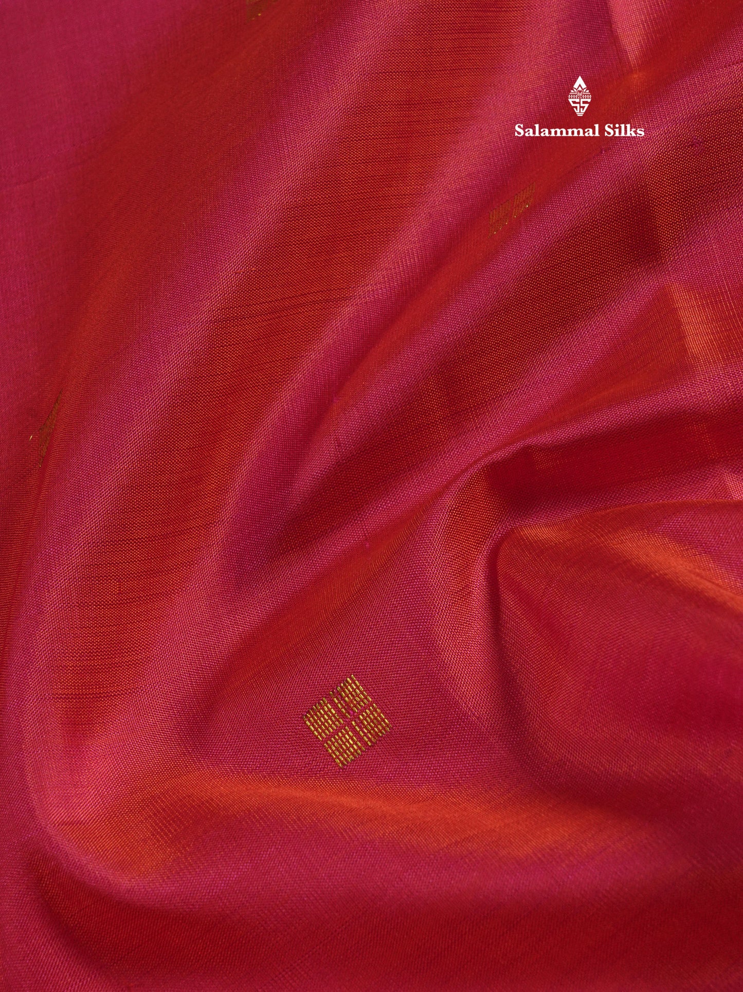 Pinkish Red Pure Kanjivaram Silk Saree with Contrast Small Vadamalli Border
