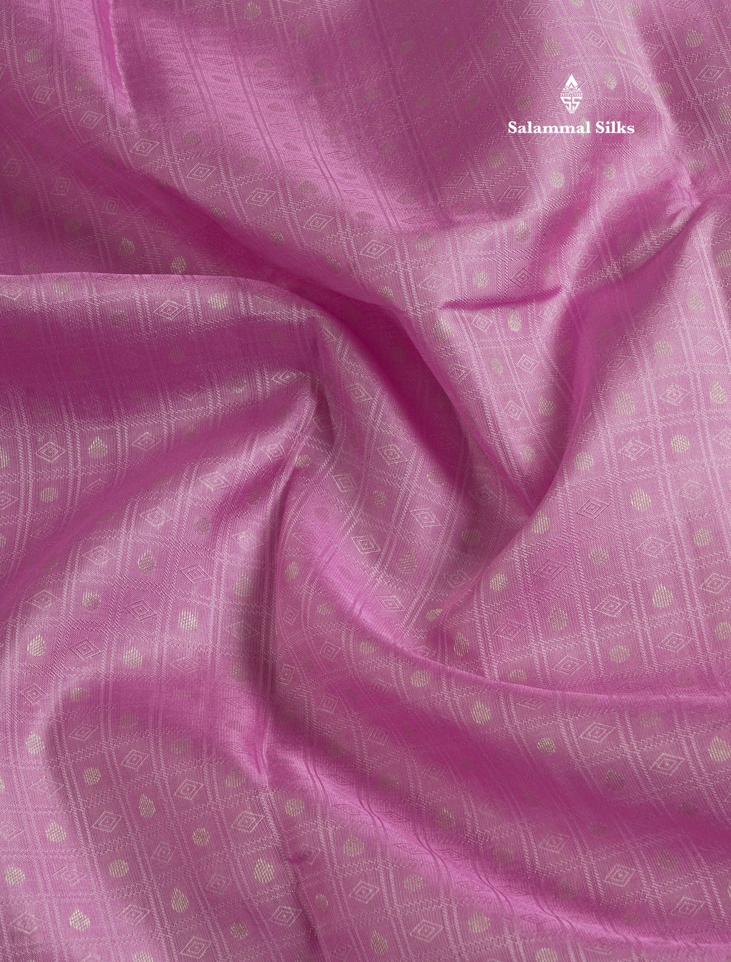 Lavender Small Checks Pure Kanjivaram Silk Saree With Silver Zari Border