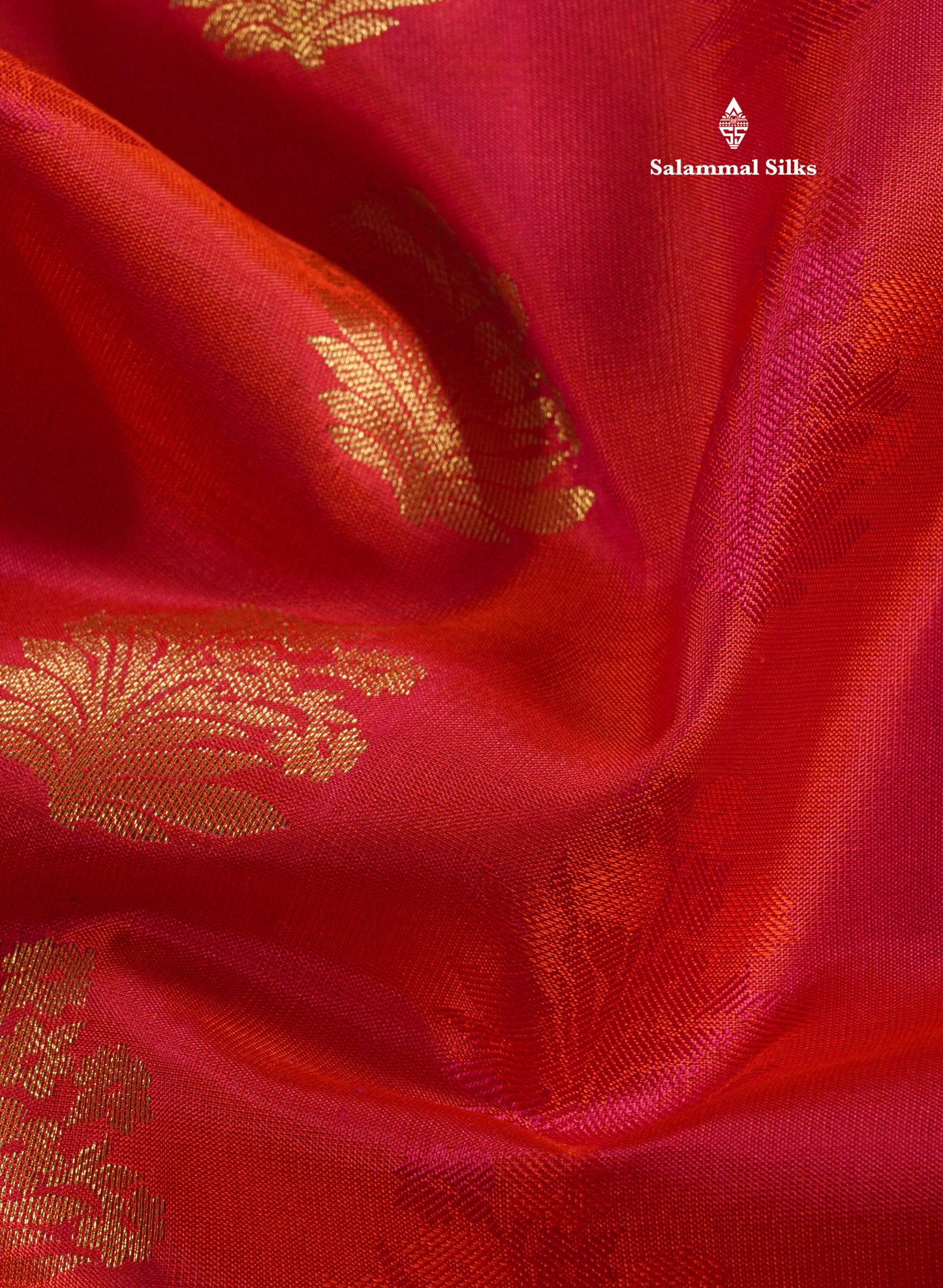 Pinkish Orange Pure Kanjivaram Silk Saree With Contrast Pink Border