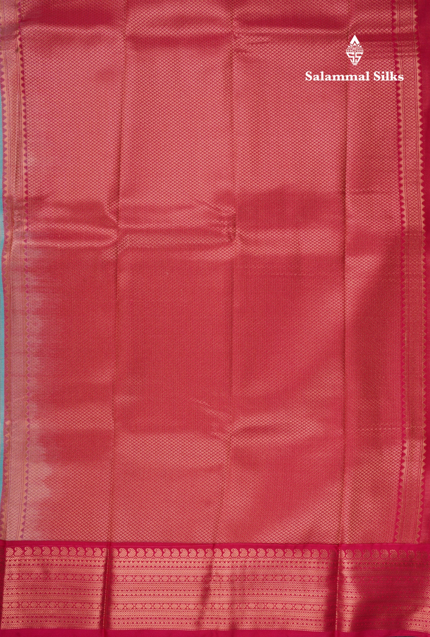 Sea Blue Tiny Zari Checks Semi Silk Saree With Contrast Pink Turning Border